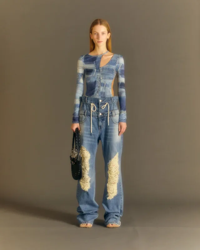 (WOMEN) ANJA PATCH PRINT TOP atb993w(BLUE) made by Andersson Bell