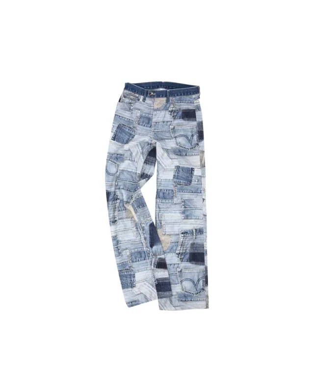 BRNO PATCHWORK PRINTED WIDE JEANS apa683m(BLUE) sold by Andersson Bell