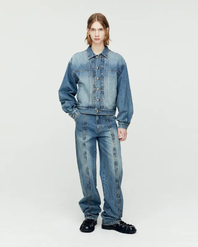 WAVE WIDE LEG JEANS apa682m(WASHED BLUE) sold by Andersson Bell