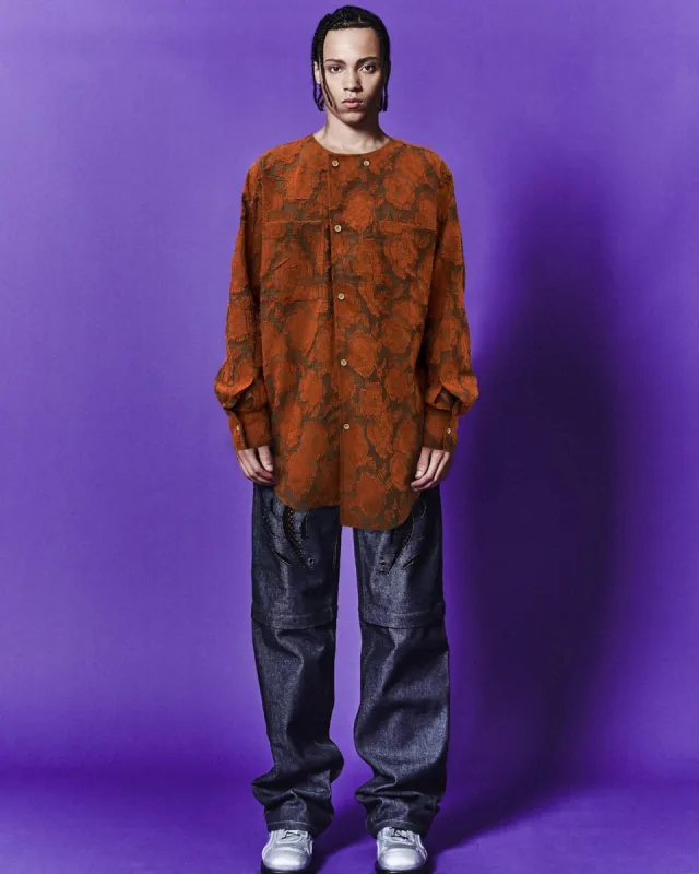 ORANGE FLOWER COLLARLESS SHIRTS atb1051m(ORANGE) sold by Andersson Bell