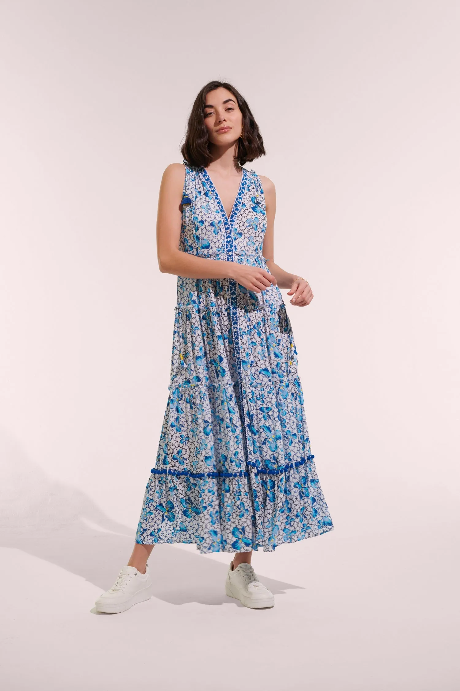 Long Dress Ivy - Blue Iris Flower sold by Poupette St Barth