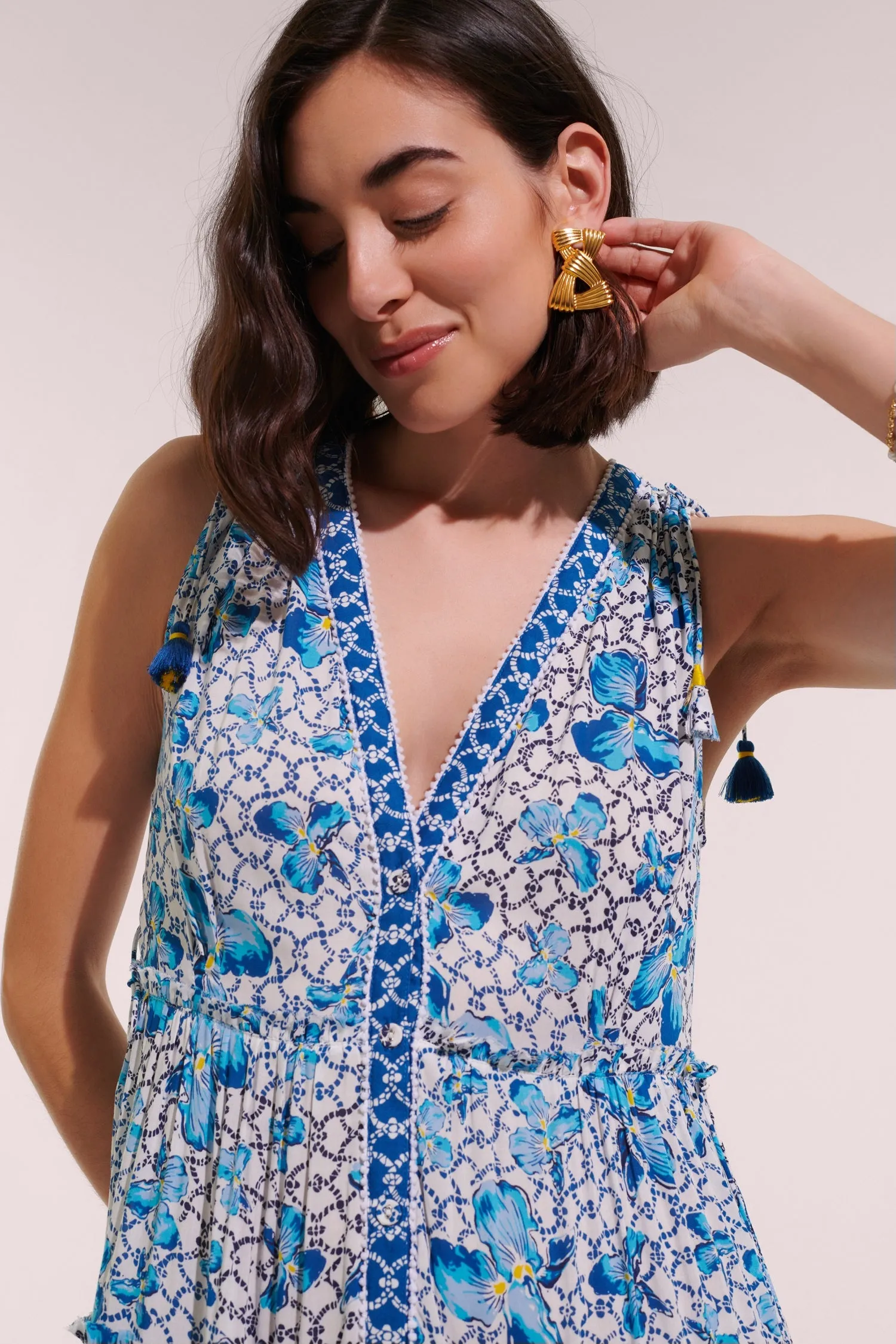 Long Dress Ivy - Blue Iris Flower sold by Poupette St Barth product image thumbnail 2