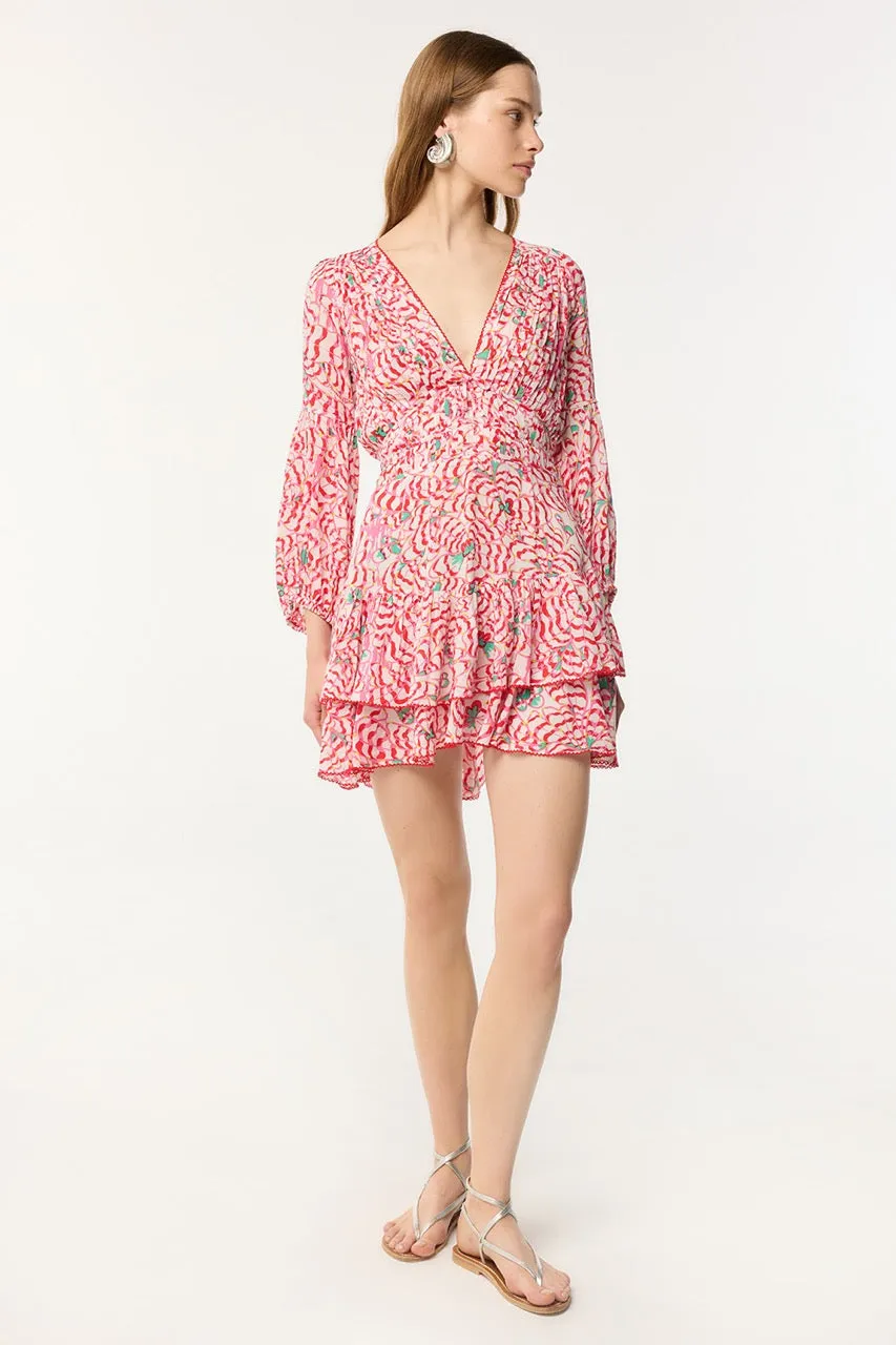 Mini Dress Chiara - Pink Wings Flower sold by Poupette St Barth product image thumbnail 2