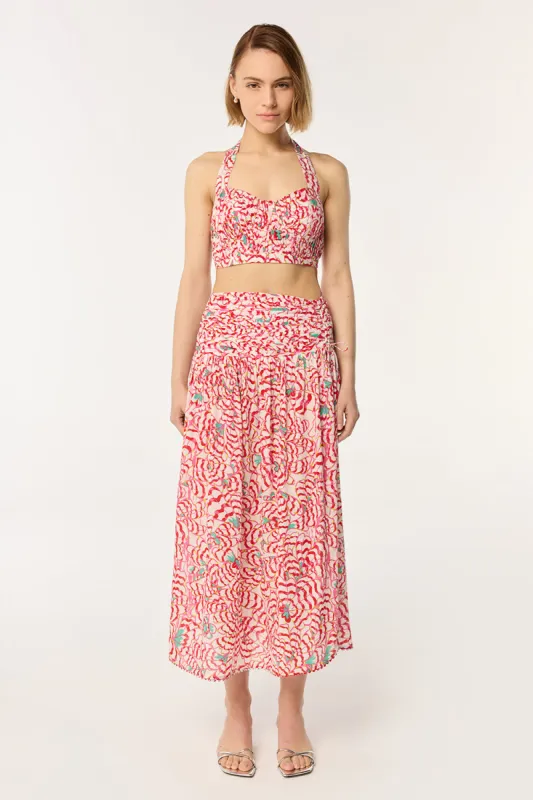 Long Skirt Carla - Pink Wings Flower sold by Poupette St Barth