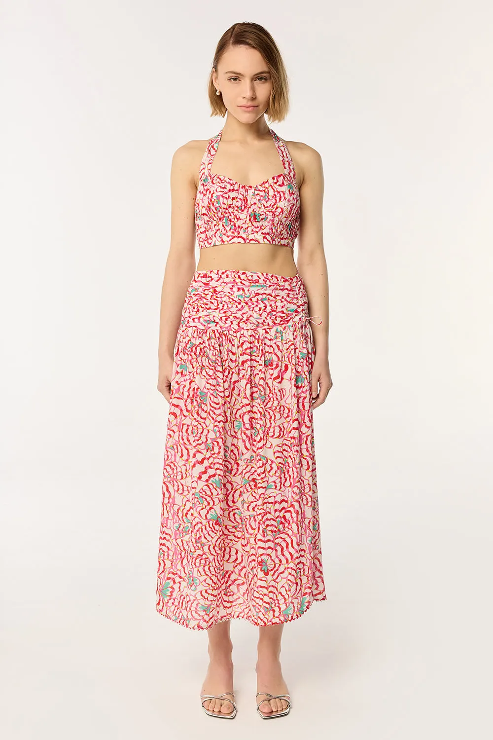 Long Skirt Carla - Pink Wings Flower sold by Poupette St Barth