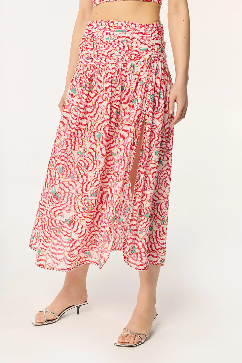 Long Skirt Carla - Pink Wings Flower sold by Poupette St Barth product image thumbnail 2