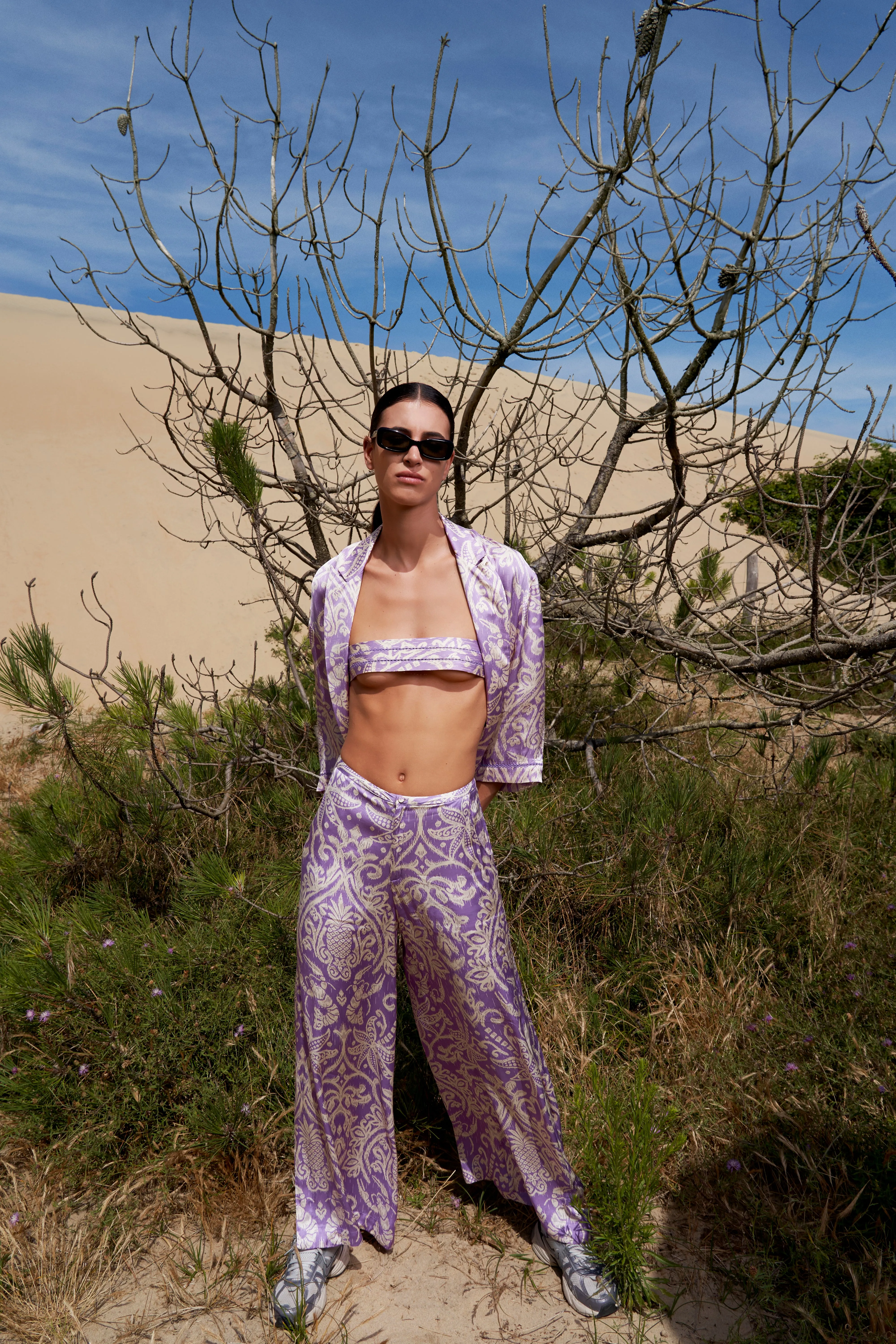 Pant Clea - Purple Macro Ikat sold by Poupette St Barth