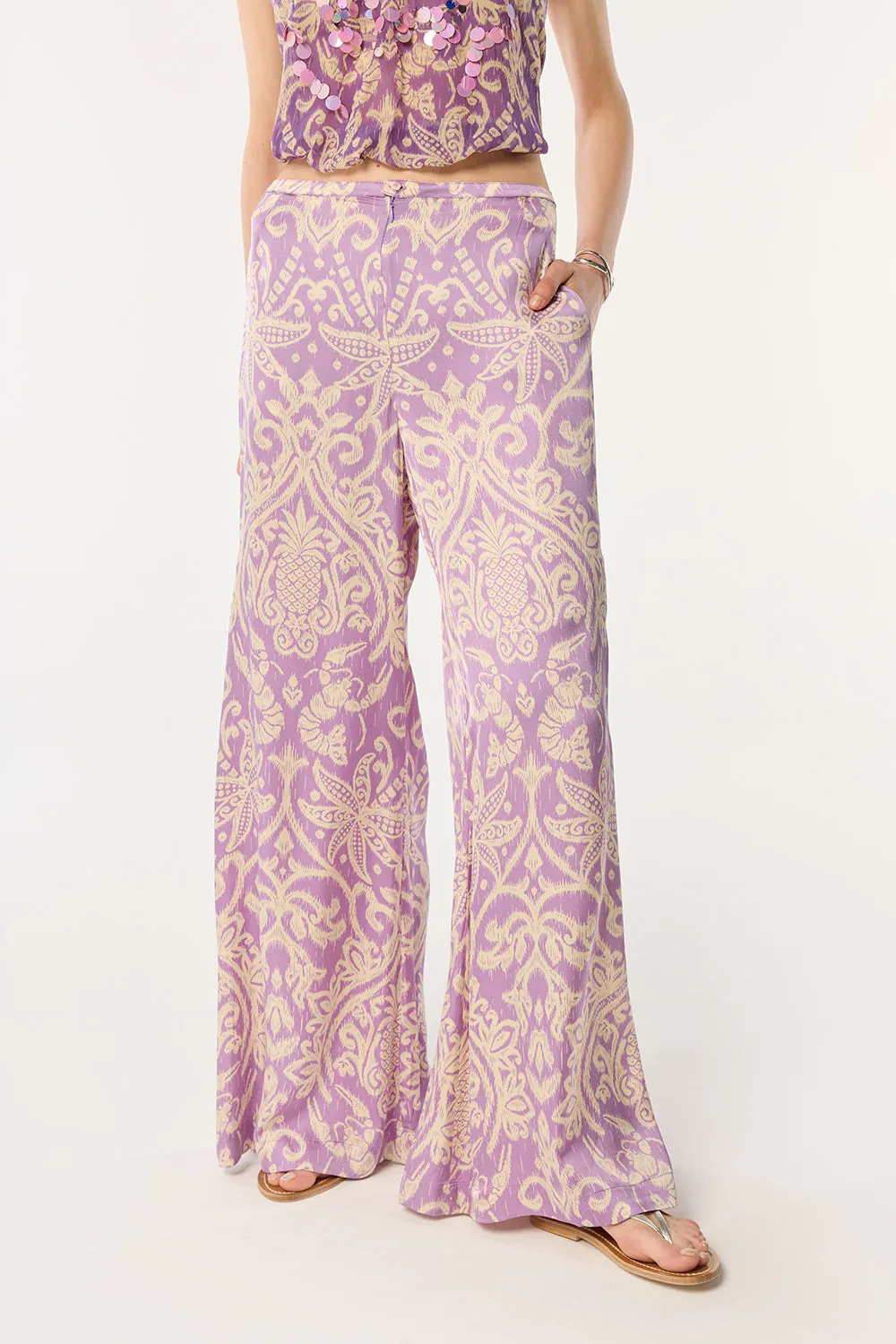 Pant Clea - Purple Macro Ikat sold by Poupette St Barth product image thumbnail 3