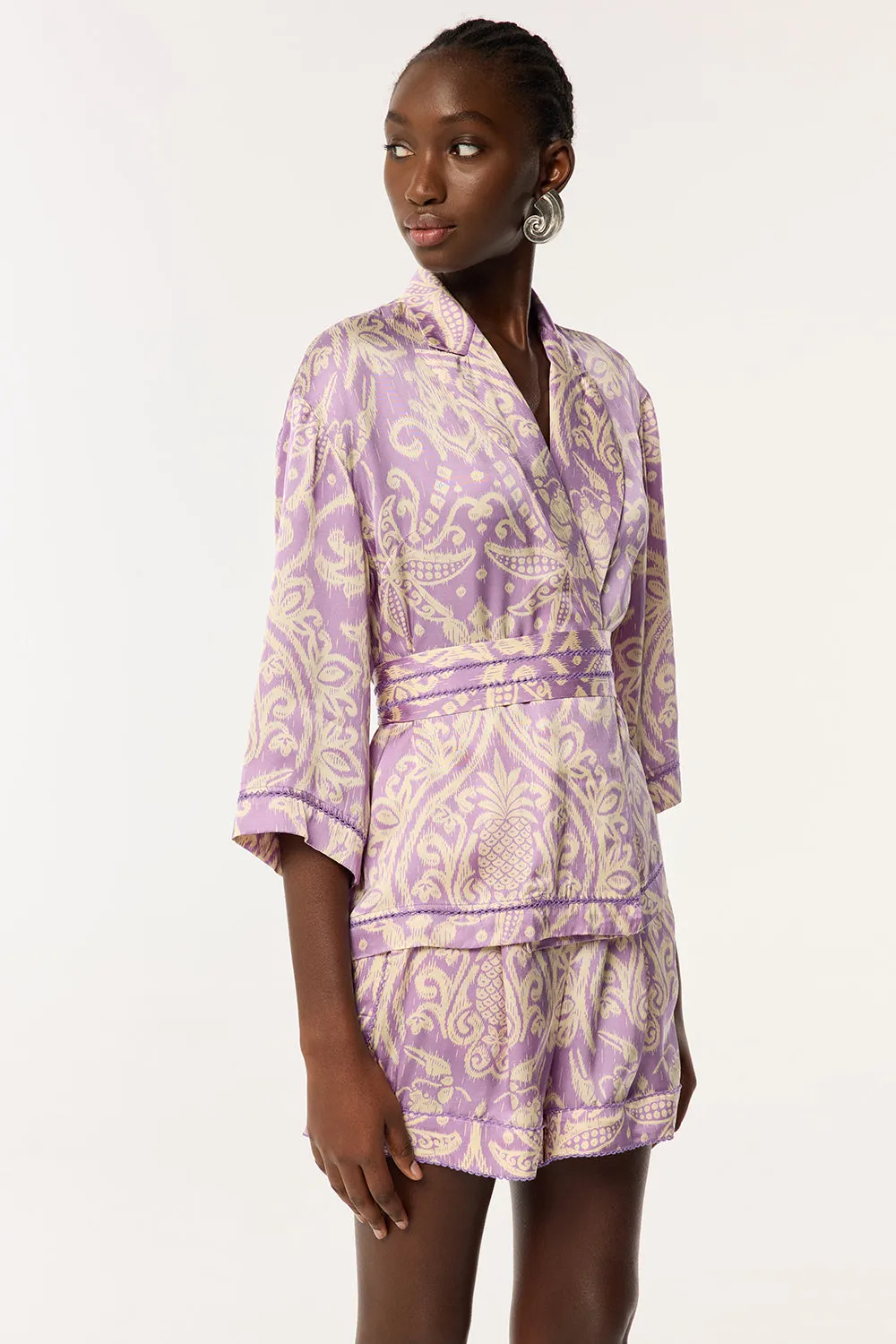 Jacket Clea - Purple Macro Ikat sold by Poupette St Barth product image thumbnail 3