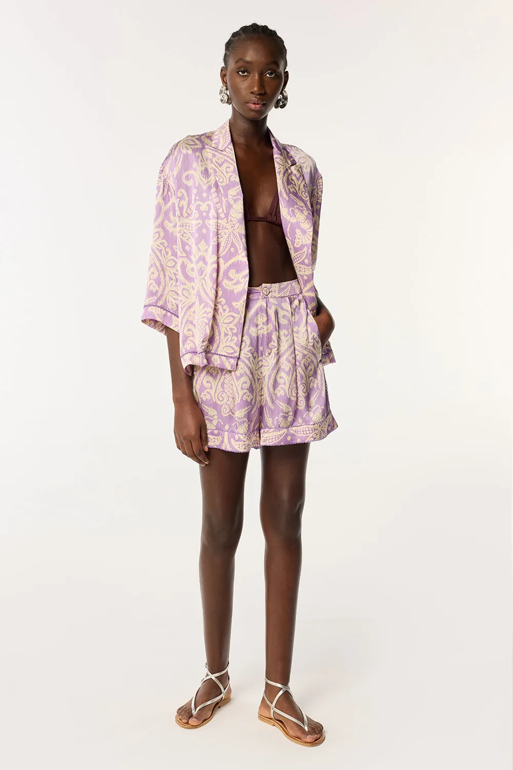 Jacket Clea - Purple Macro Ikat sold by Poupette St Barth