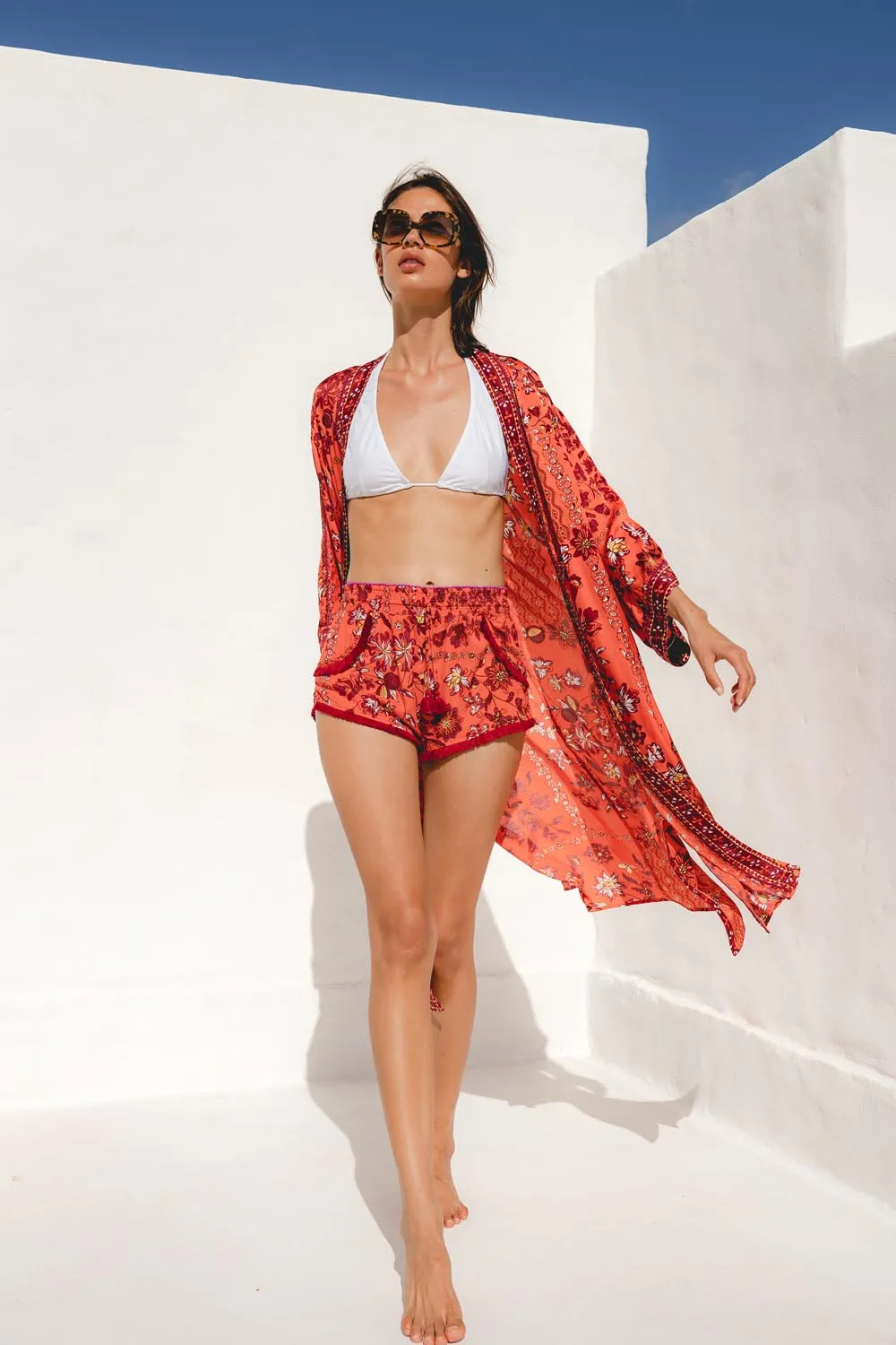 Long Kimono Erica - Red Botanique sold by Poupette St Barth product image thumbnail 2