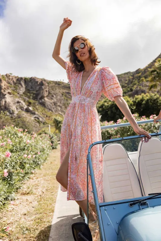 Midi Dress Reine - Pink Ceramique sold by Poupette St Barth