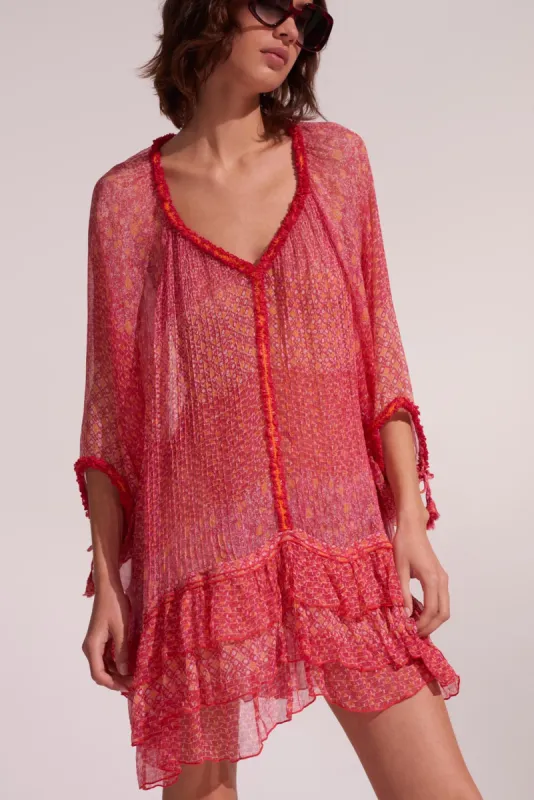 Poncho Nava - Pink Batik Stripe sold by Poupette St Barth
