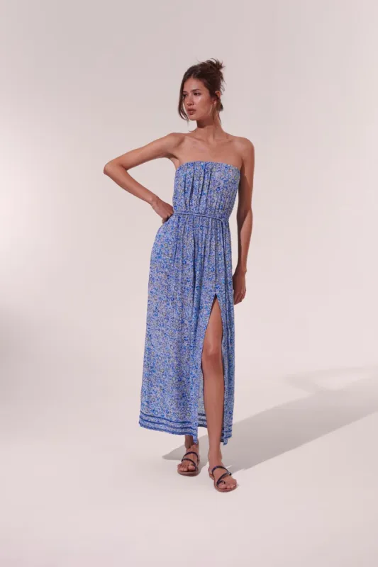 Long Dress Mara - Blue Mayflower sold by Poupette St Barth