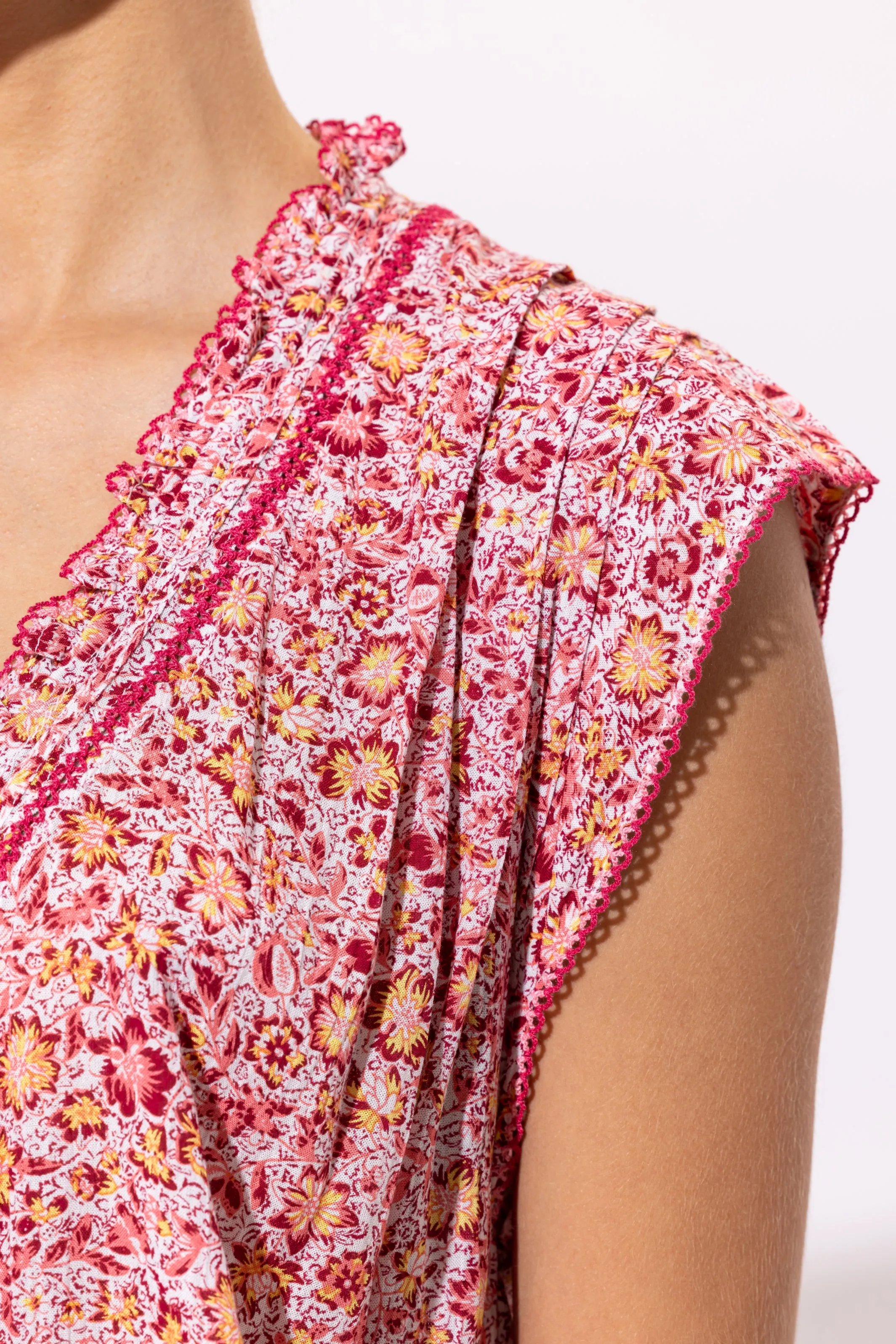 Mini Dress Estelle - Pink Mayflower sold by Poupette St Barth product image thumbnail 2