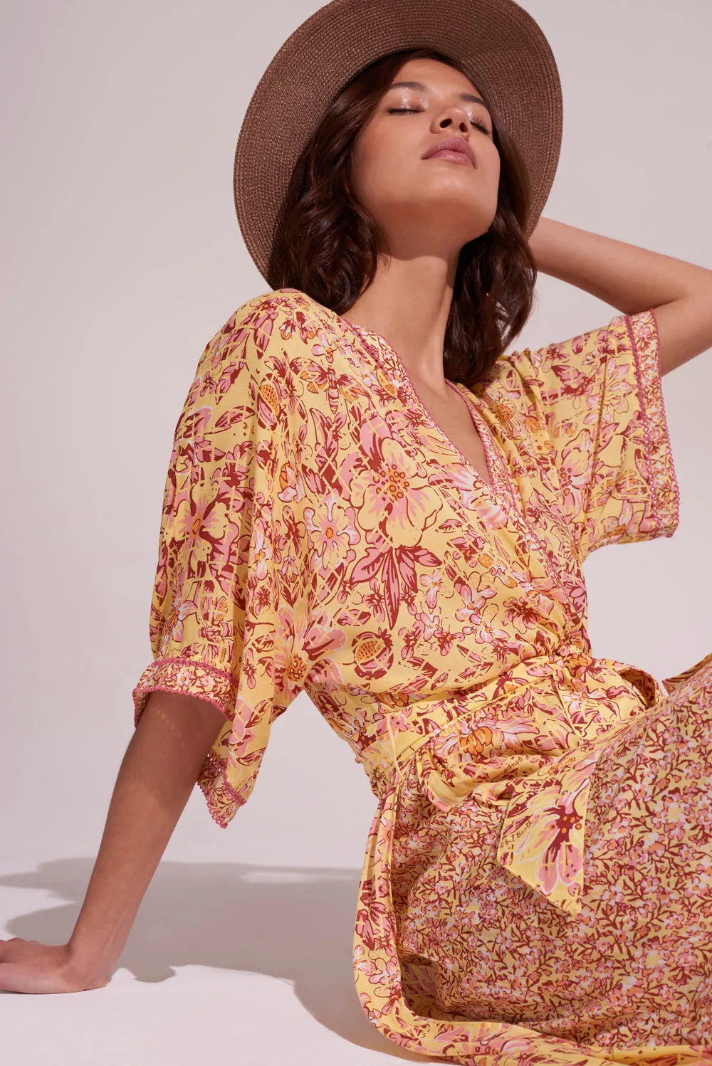 Long Dress Adha - Yellow Jardin D'Ete sold by Poupette St Barth