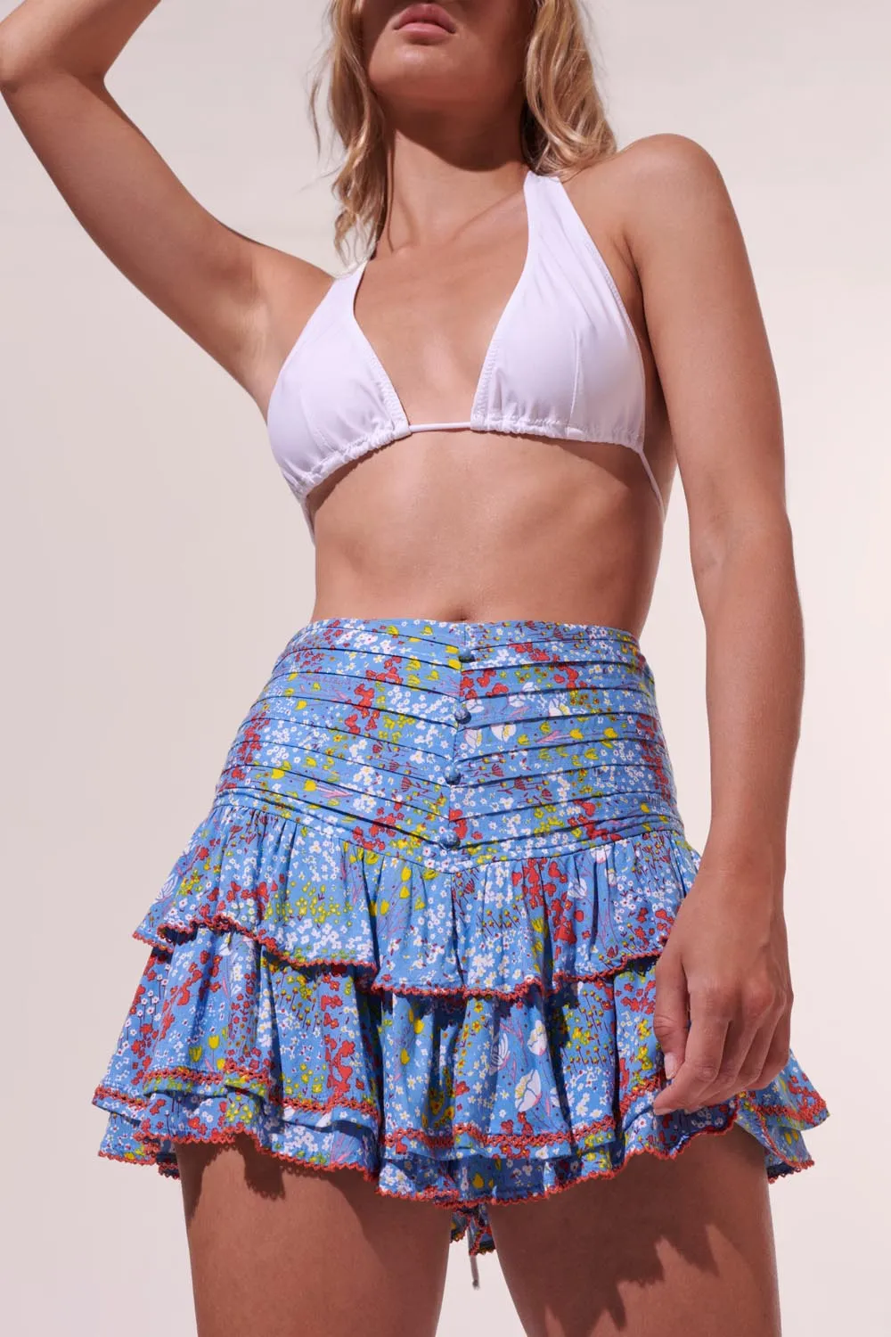 Mini Skirt Alizee - Blue Tulipe sold by Poupette St Barth