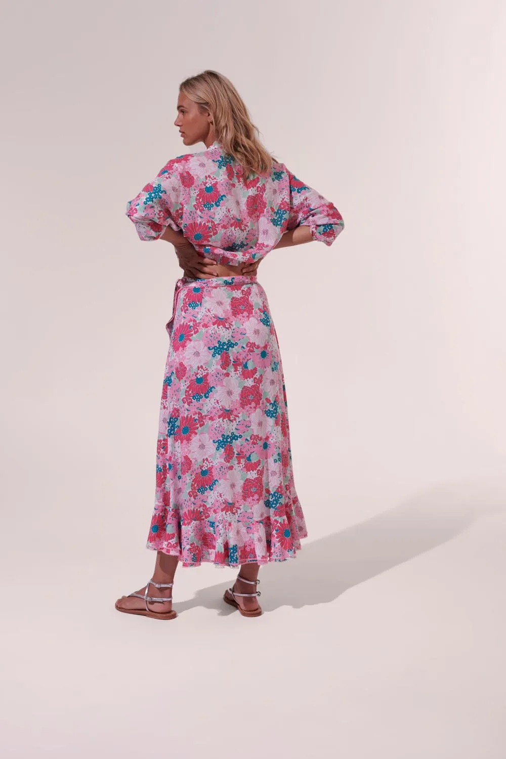 Long Skirt Aude - Pink Flower Mix sold by Poupette St Barth product image thumbnail 2