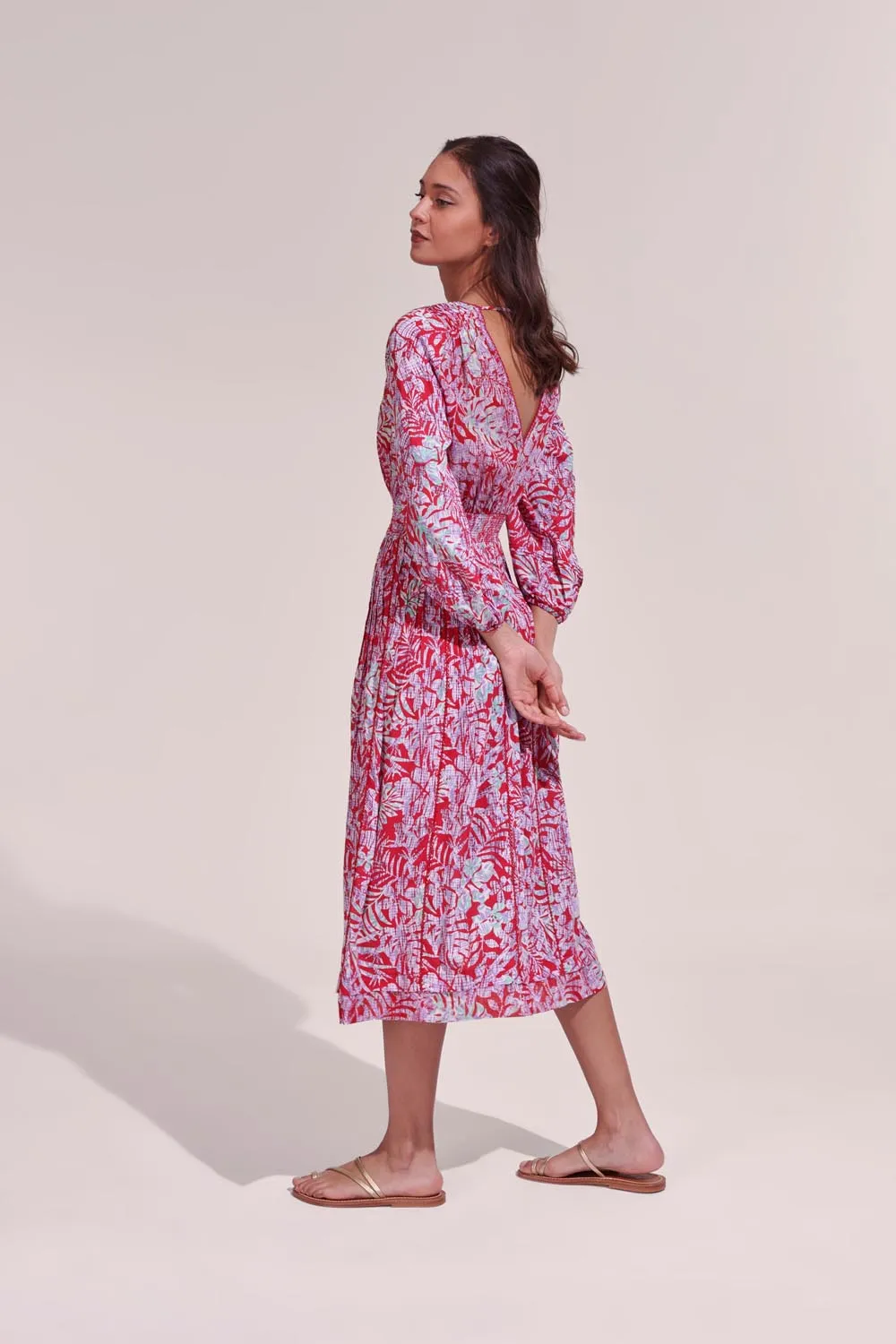 Midi Dress Anabelle - Red Tropical sold by Poupette St Barth product image thumbnail 4