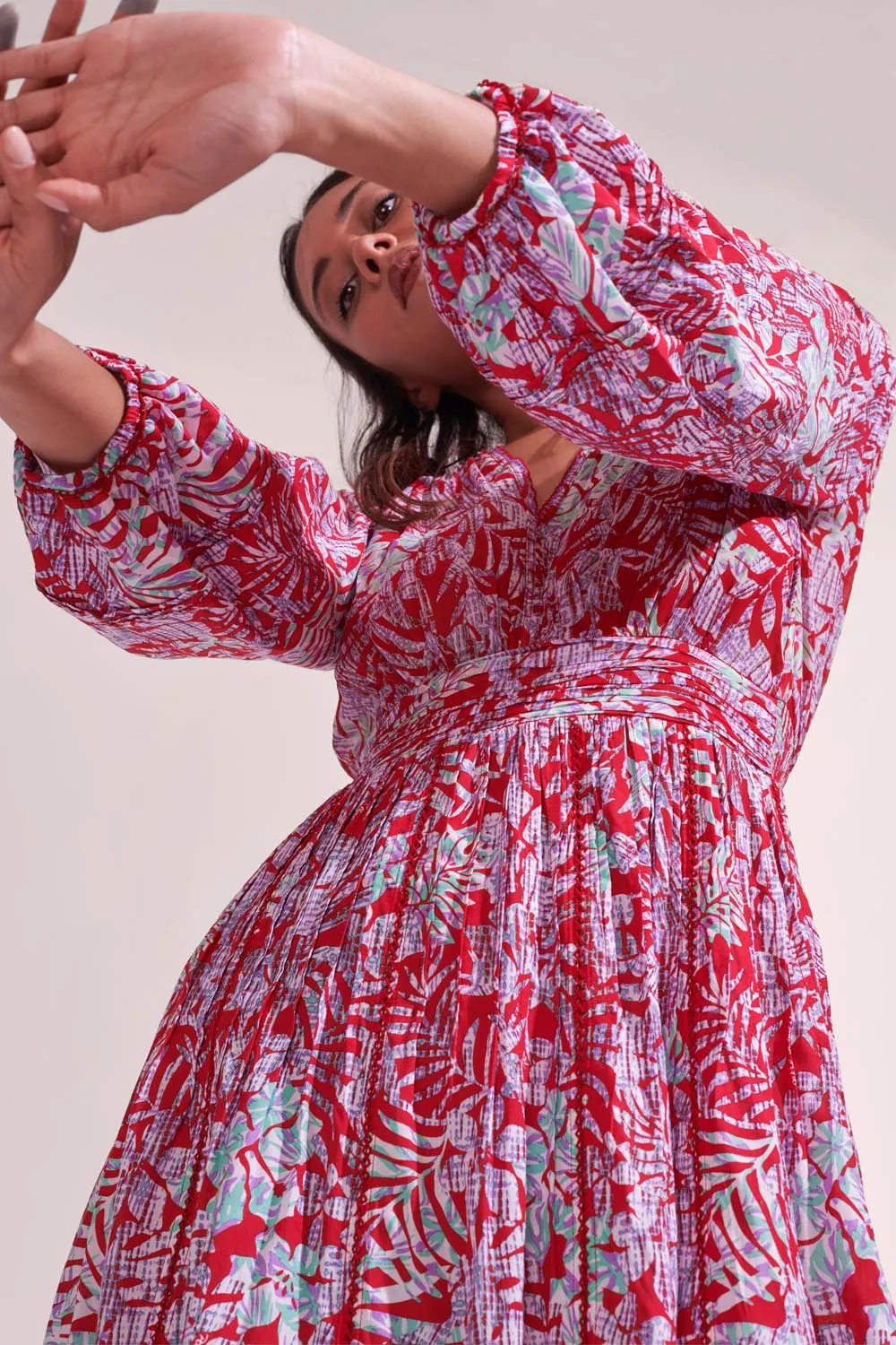 Midi Dress Anabelle - Red Tropical sold by Poupette St Barth