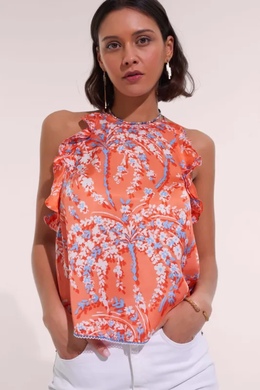 Top Alida - Orange Palmery sold by Poupette St Barth