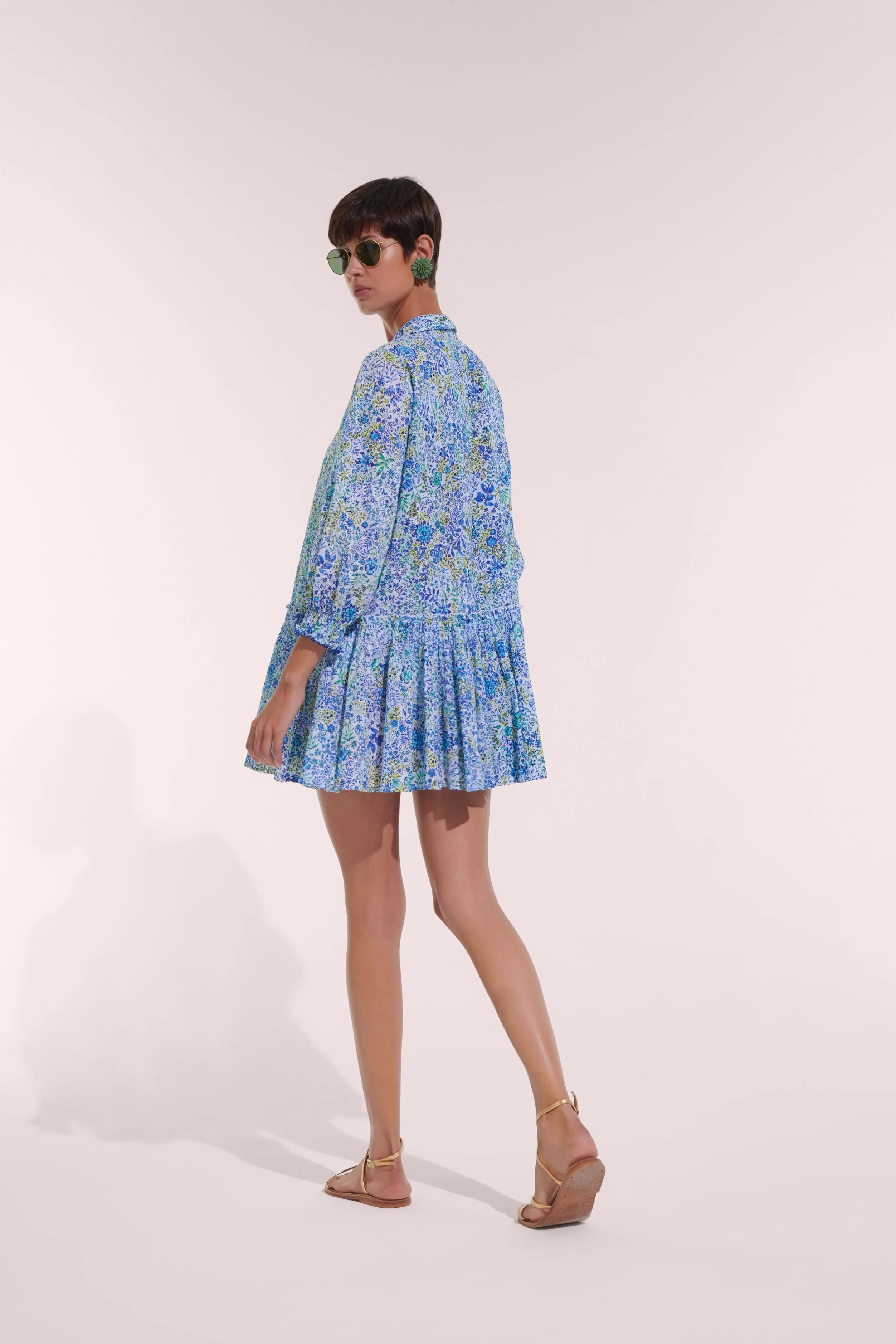 Mini Dress Tesorino - White Blue Nature sold by Poupette St Barth product image thumbnail 2