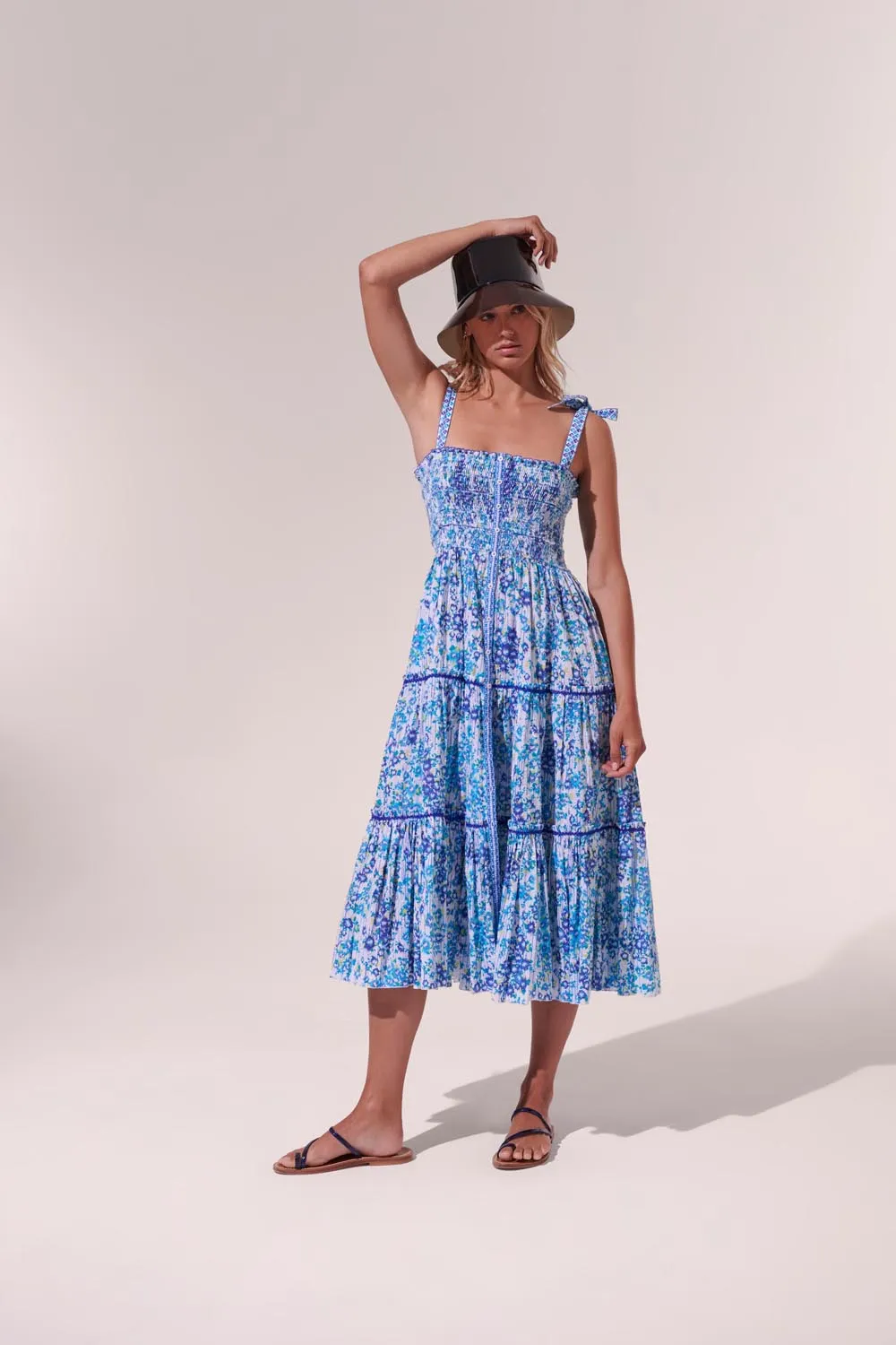 Midi Dress Triny - Blue Aquarelle sold by Poupette St Barth product image thumbnail 2