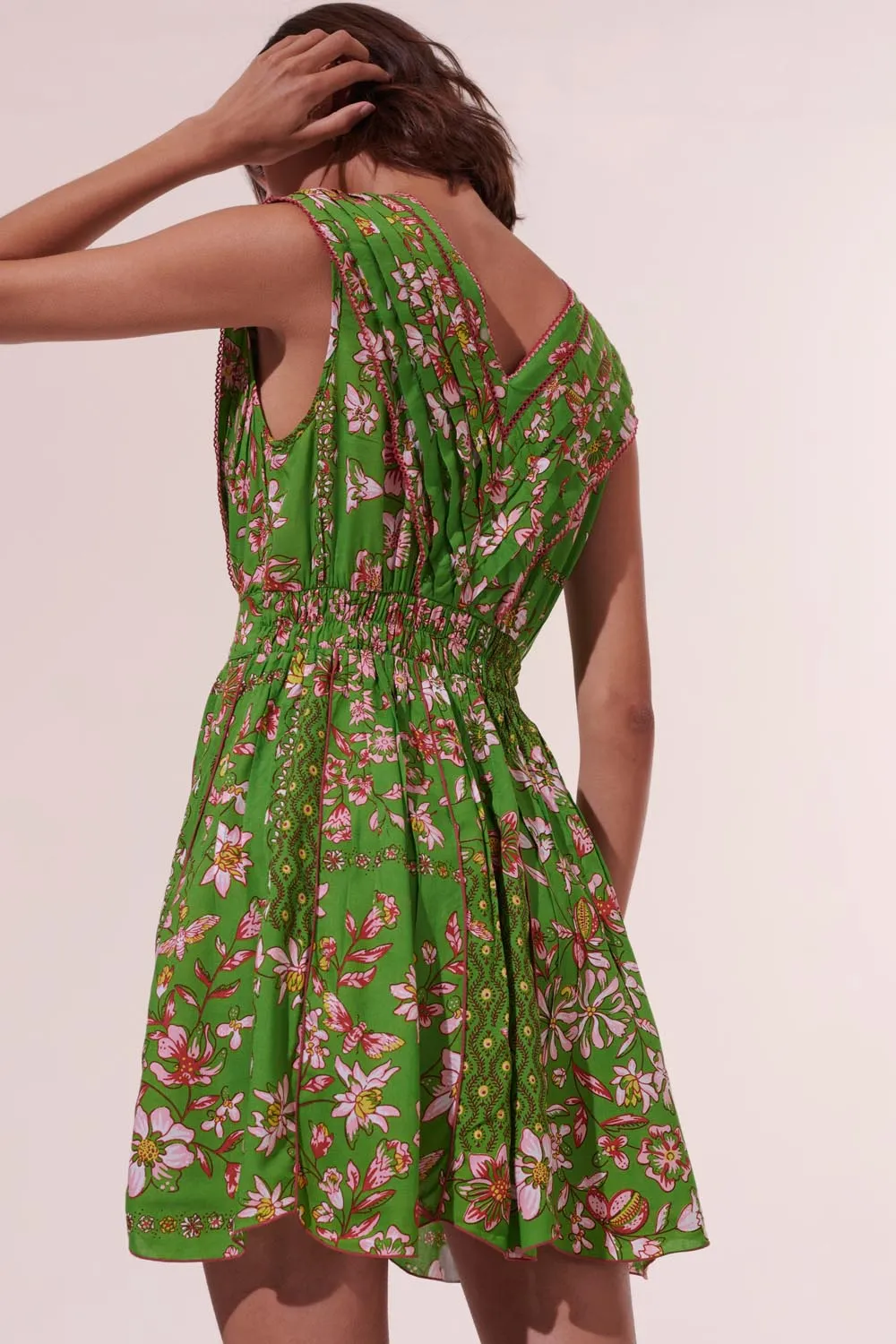 Mini Dress Agnes - Green Botanique sold by Poupette St Barth product image thumbnail 3