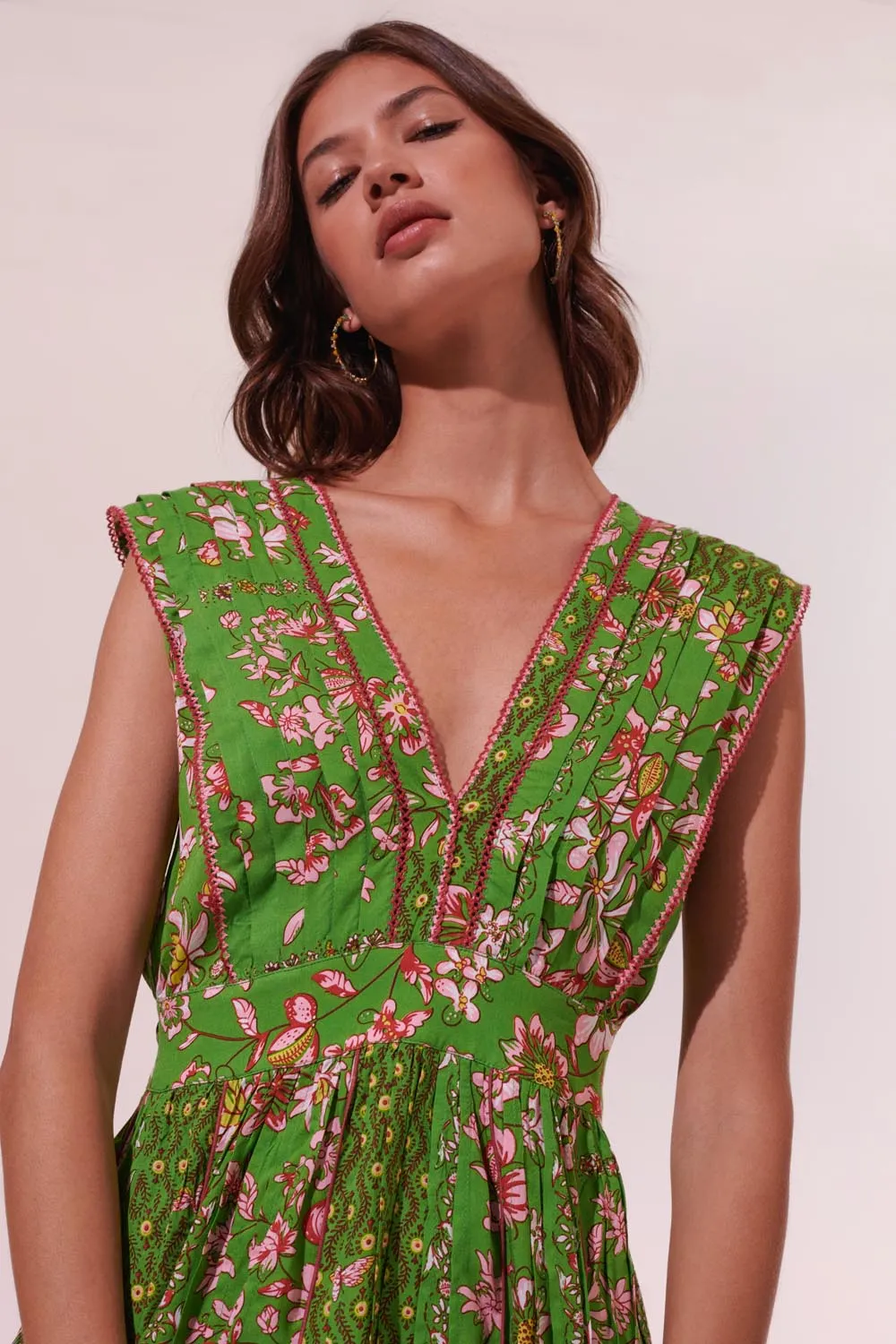 Mini Dress Agnes - Green Botanique sold by Poupette St Barth product image thumbnail 4