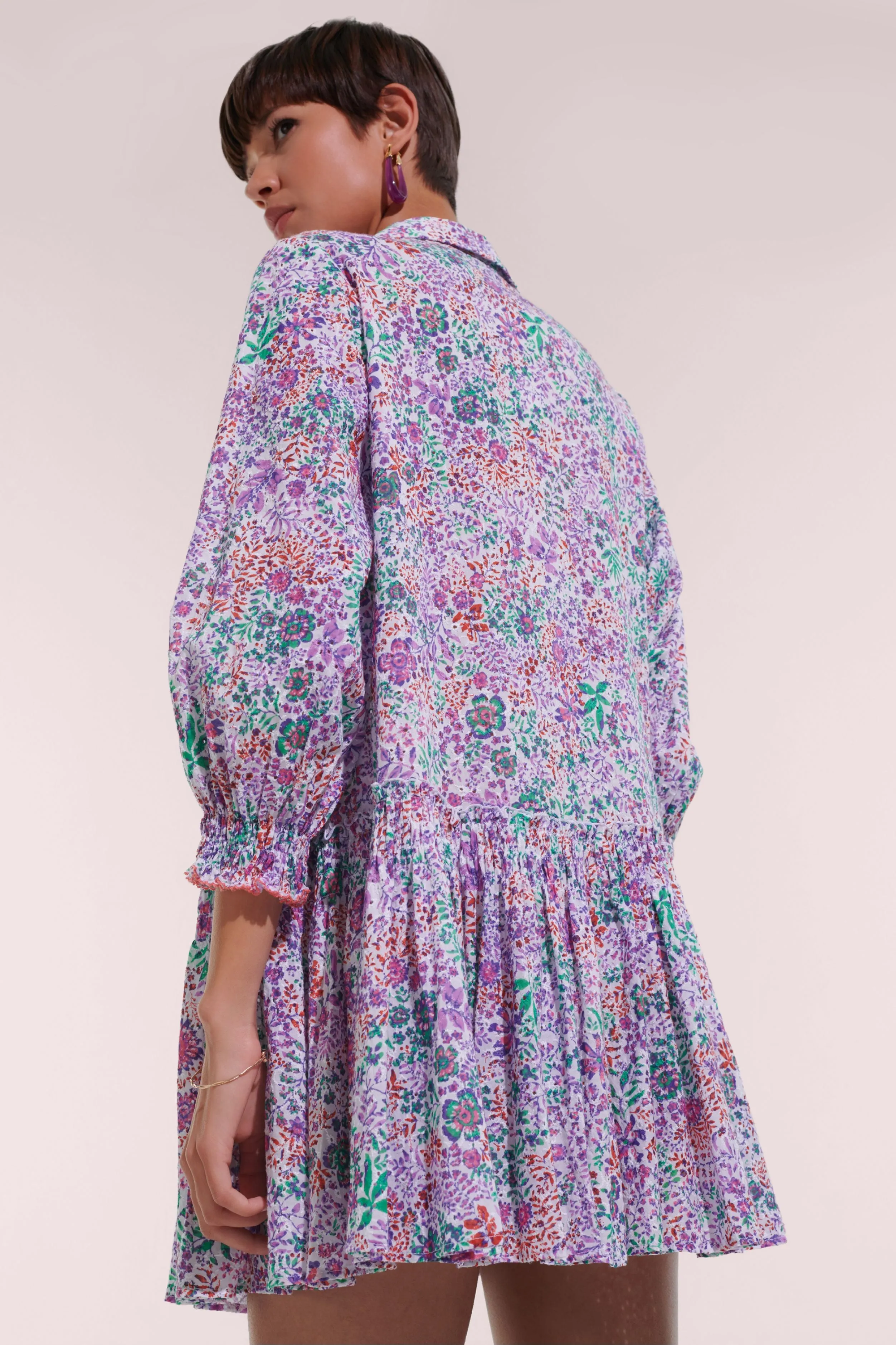 Mini Dress Tesorino - White Lavender Nature sold by Poupette St Barth product image thumbnail 3