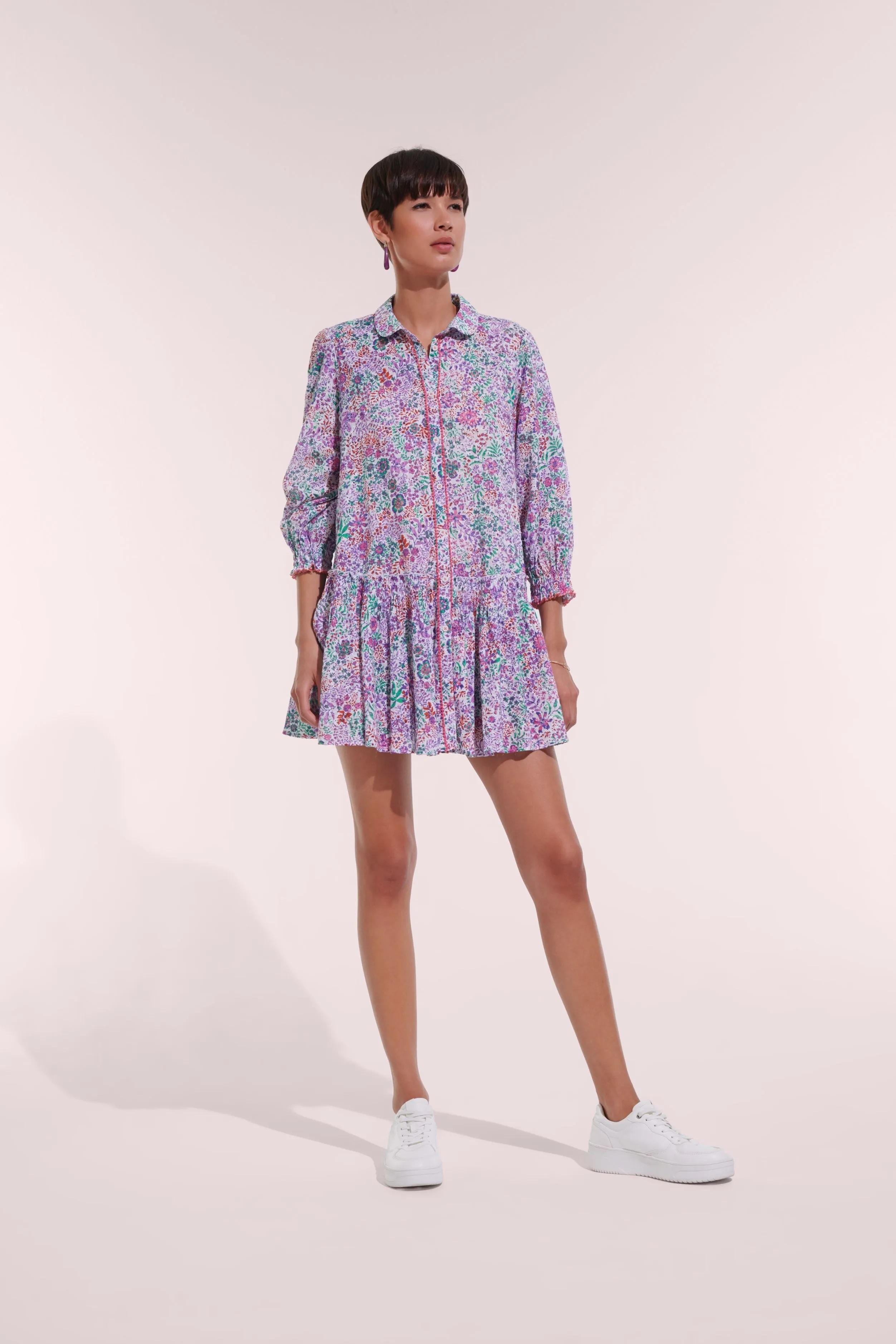 Mini Dress Tesorino - White Lavender Nature sold by Poupette St Barth