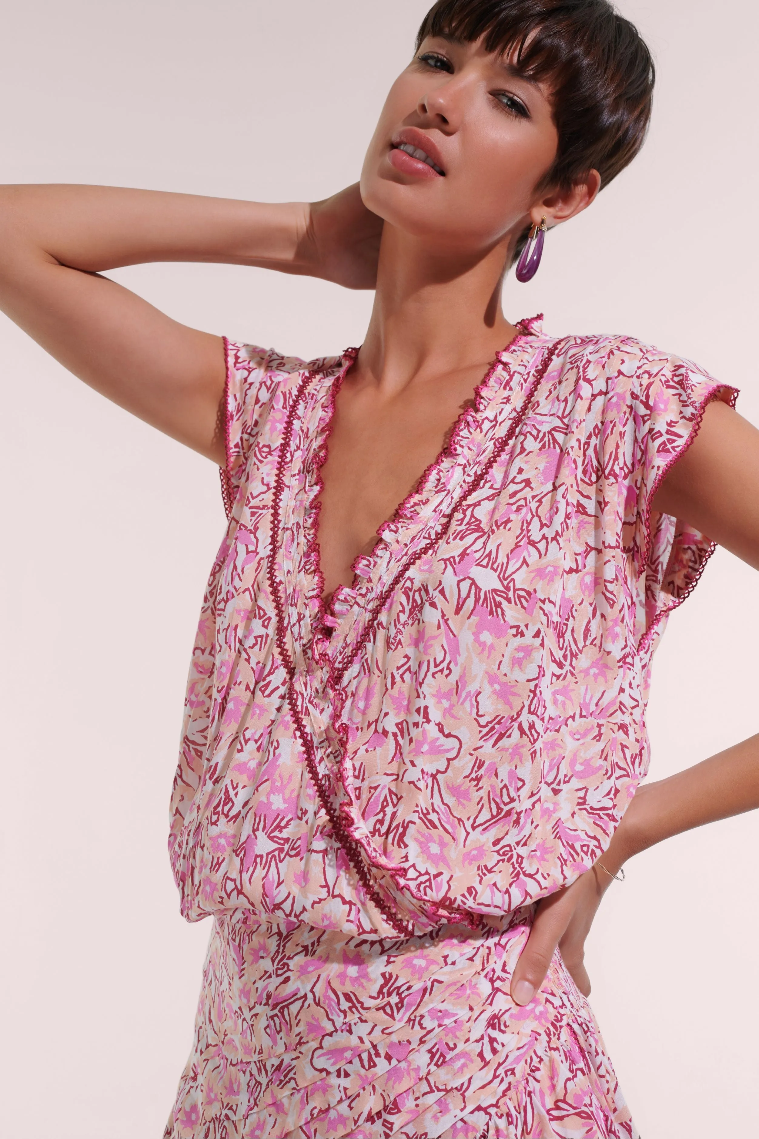 Mini Dress Estelle - Pink Graffiti sold by Poupette St Barth product image thumbnail 2