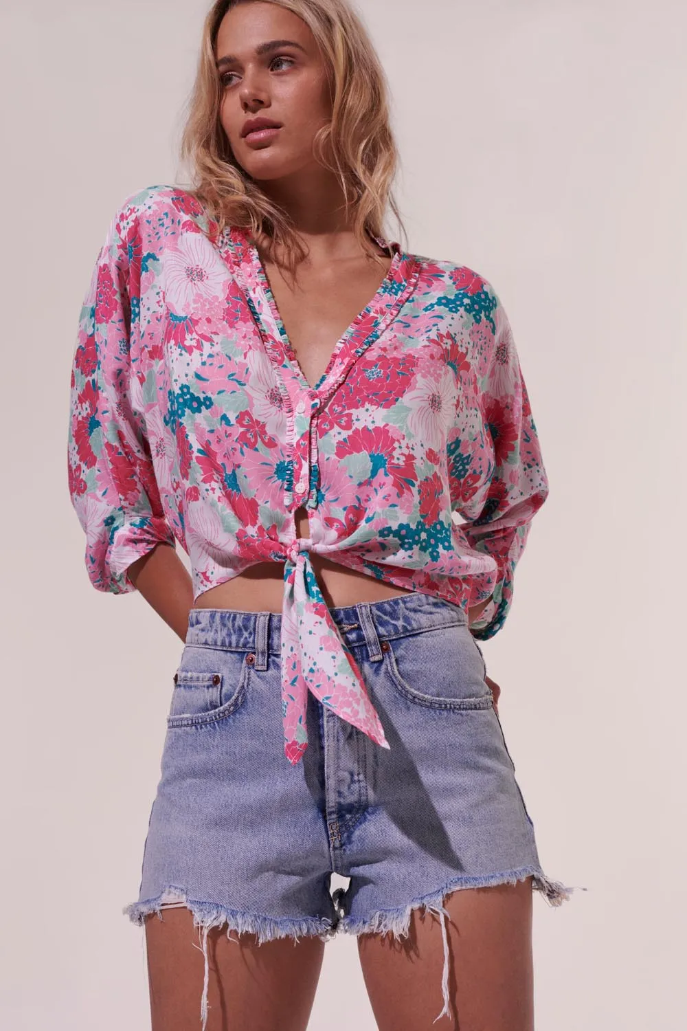 Shirt Azia - Pink Flower Mix sold by Poupette St Barth