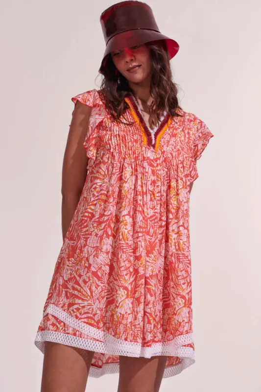 Mini Dress Sasha - Orange Tropical sold by Poupette St Barth