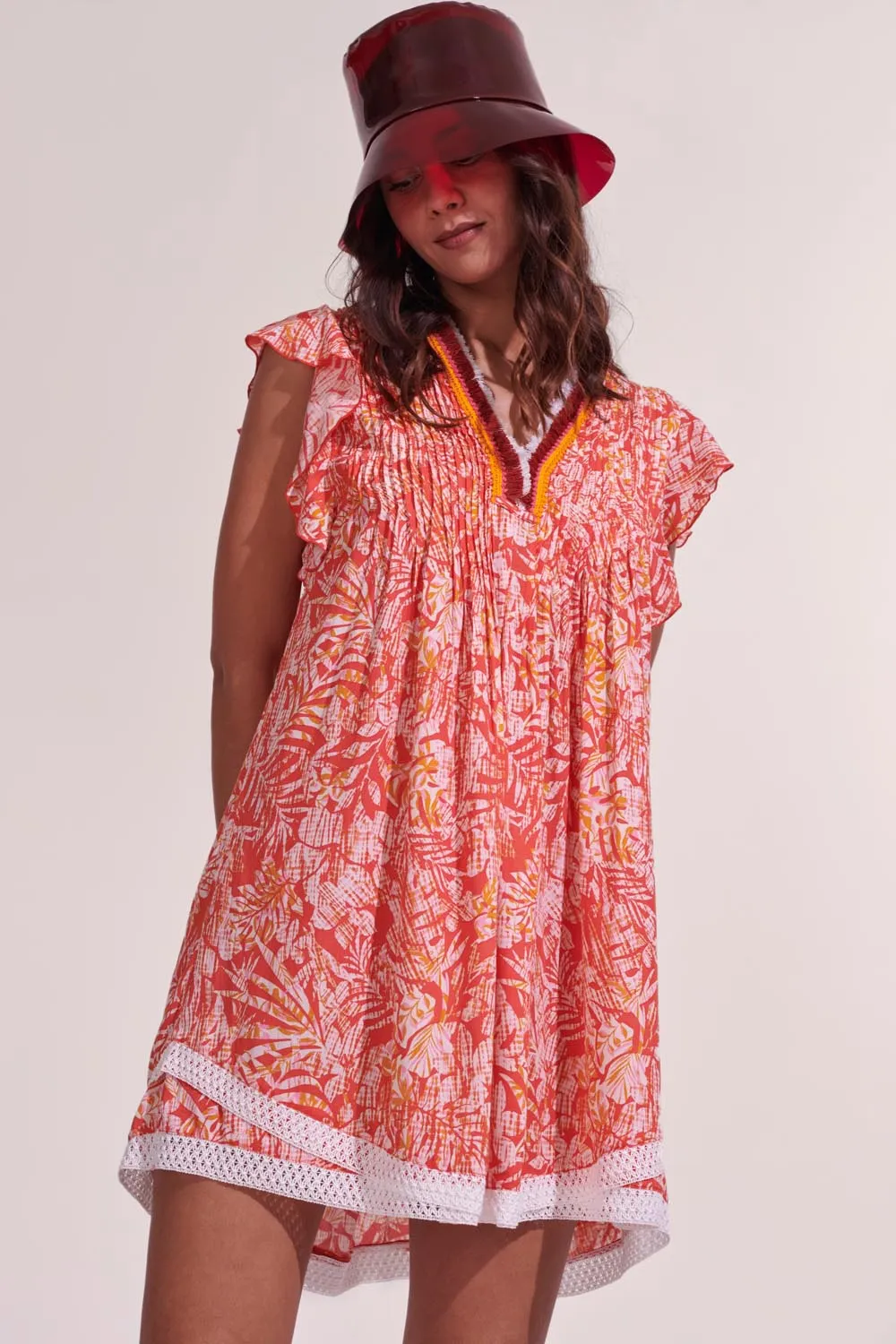 Mini Dress Sasha - Orange Tropical sold by Poupette St Barth