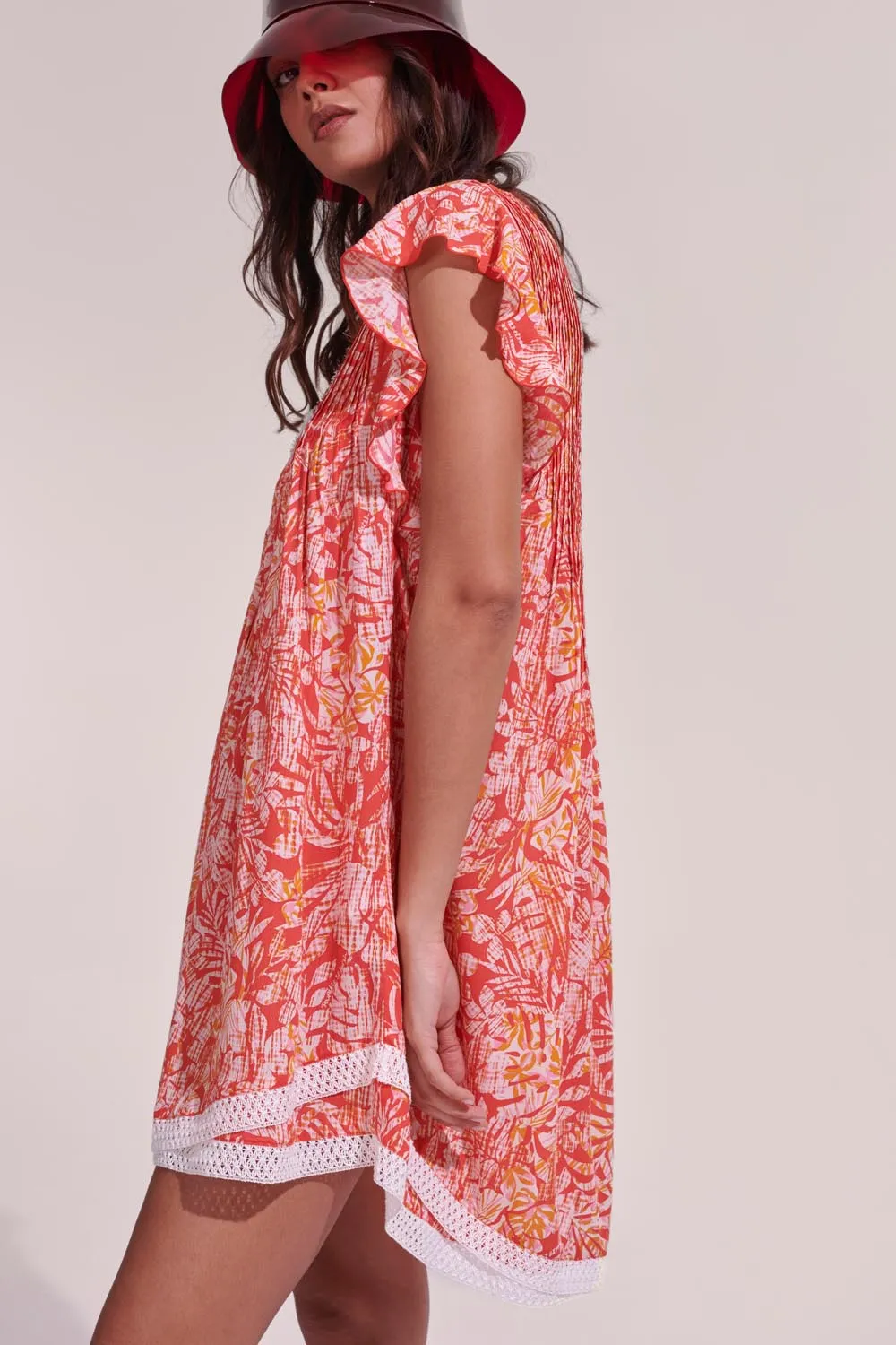 Mini Dress Sasha - Orange Tropical sold by Poupette St Barth product image thumbnail 2