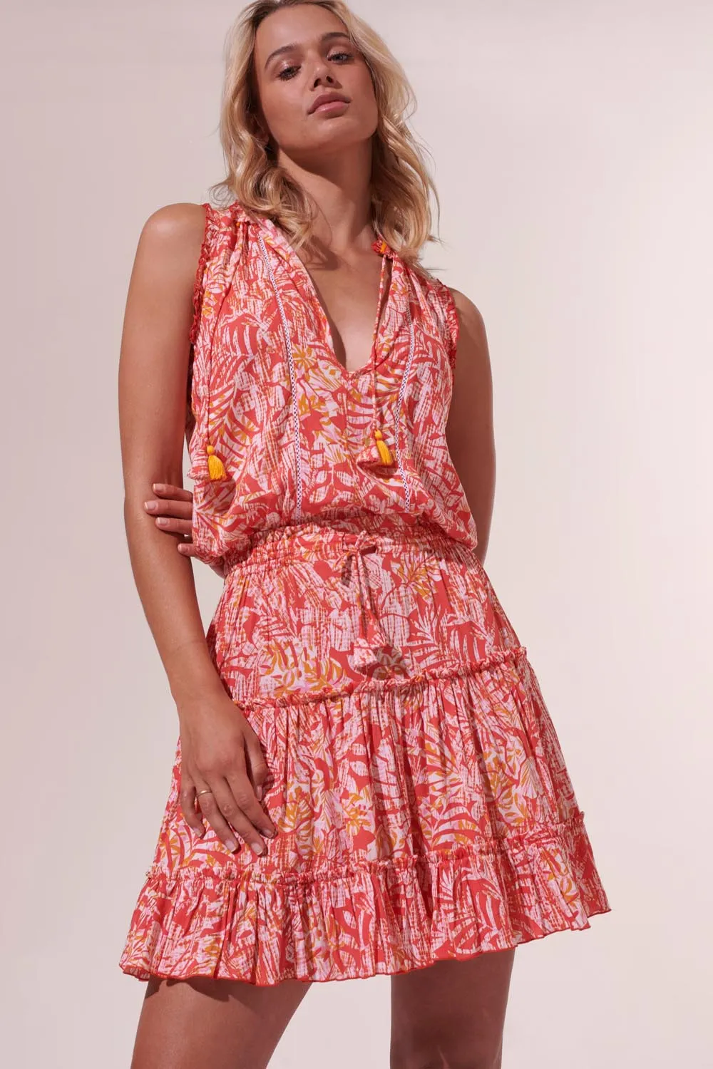 Mini Dress Clara - Orange Tropical sold by Poupette St Barth