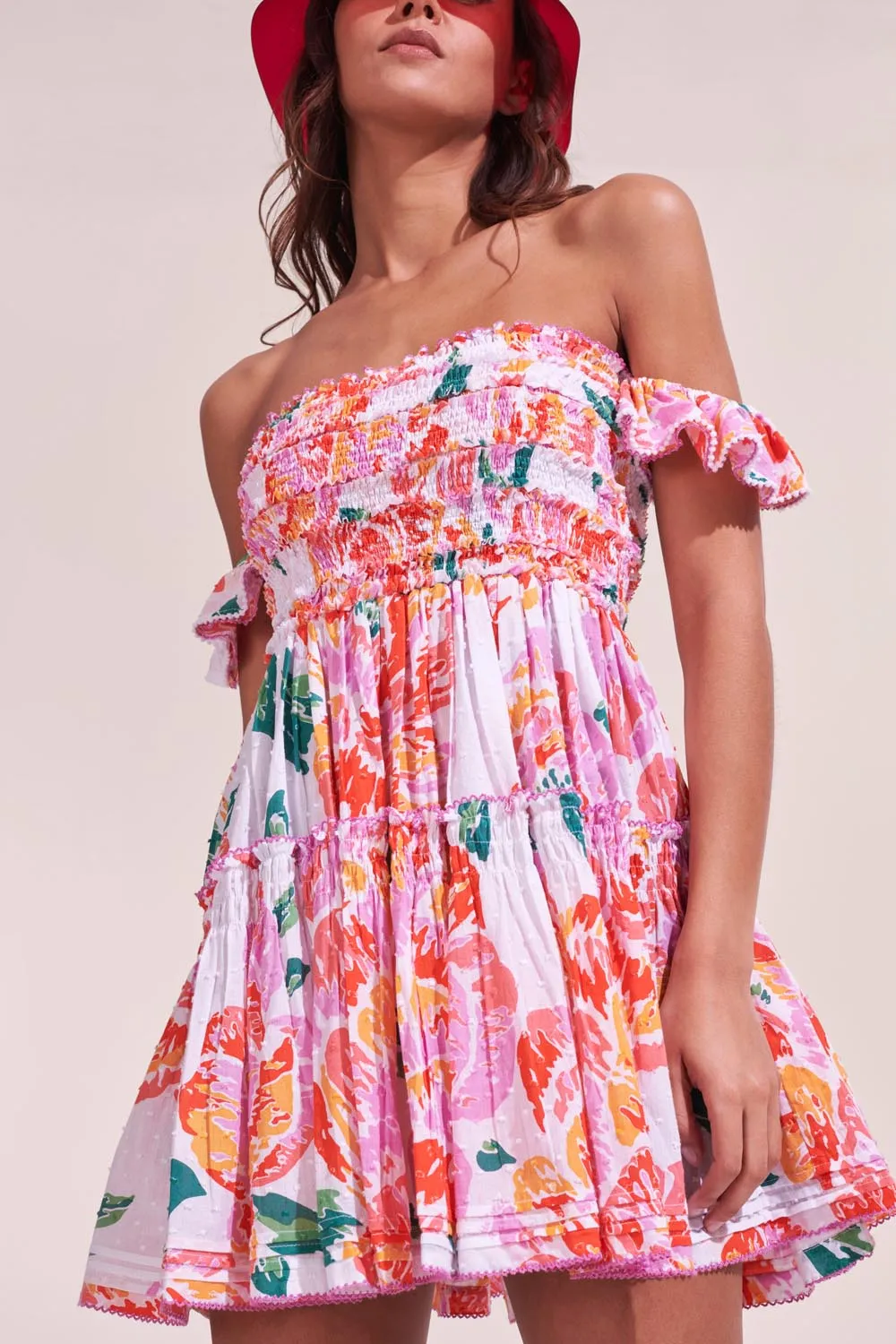 Mini Dress Aurora - Orange Macro Peony sold by Poupette St Barth