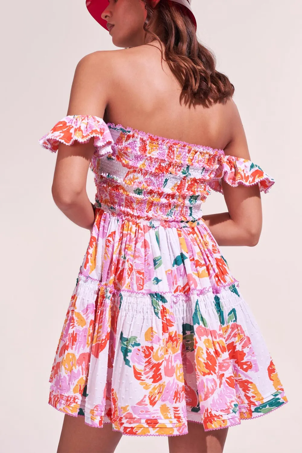 Mini Dress Aurora - Orange Macro Peony sold by Poupette St Barth product image thumbnail 3