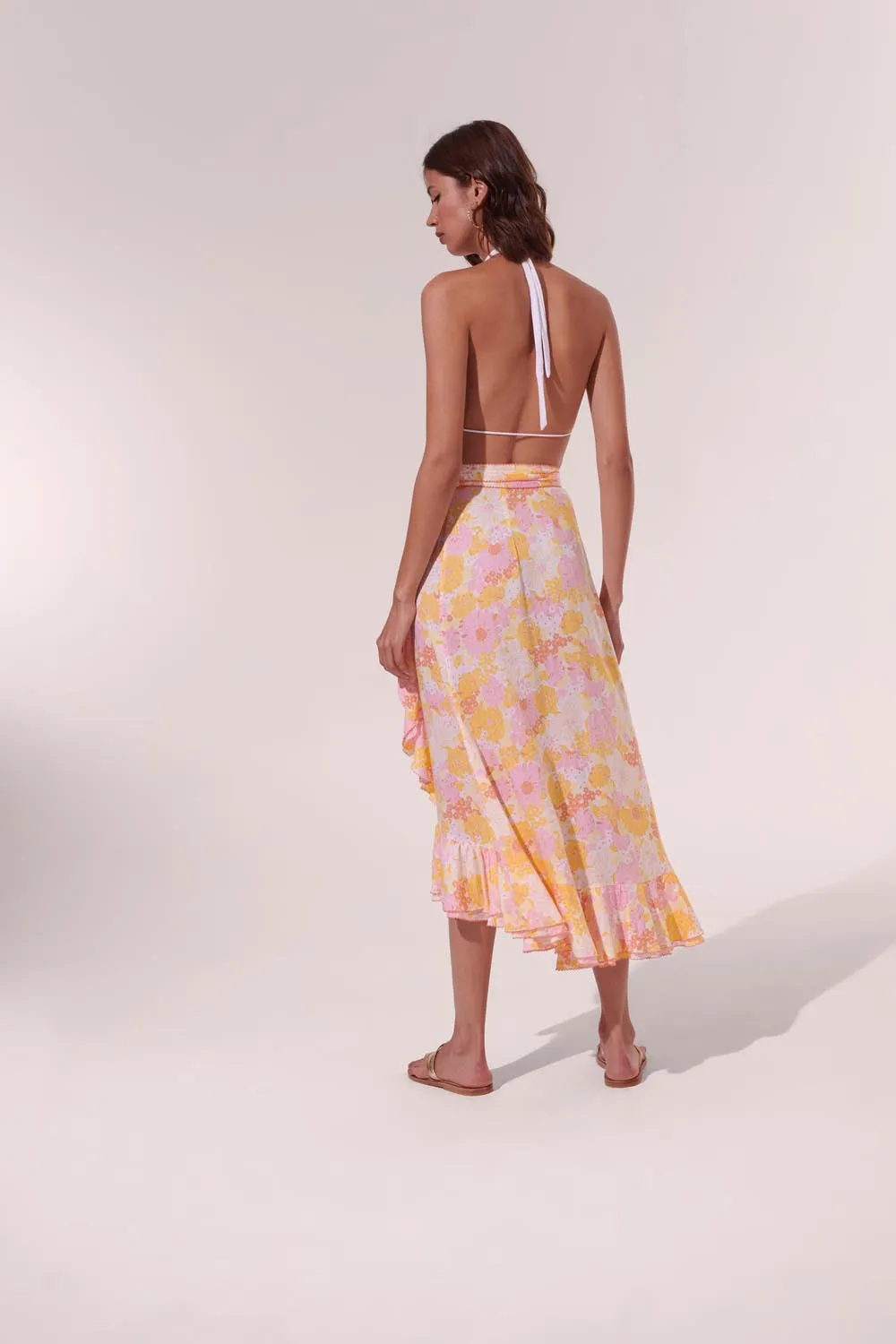 Long Skirt Aude - Yellow Flower Mix sold by Poupette St Barth product image thumbnail 3