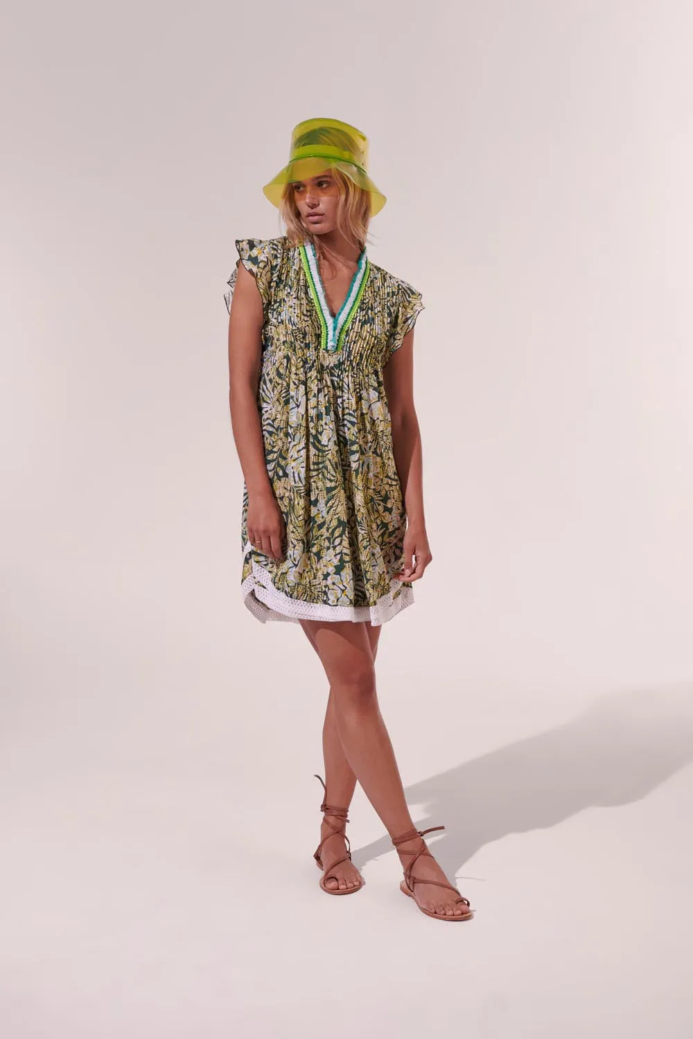 Mini Dress Sasha - Green Tropical sold by Poupette St Barth