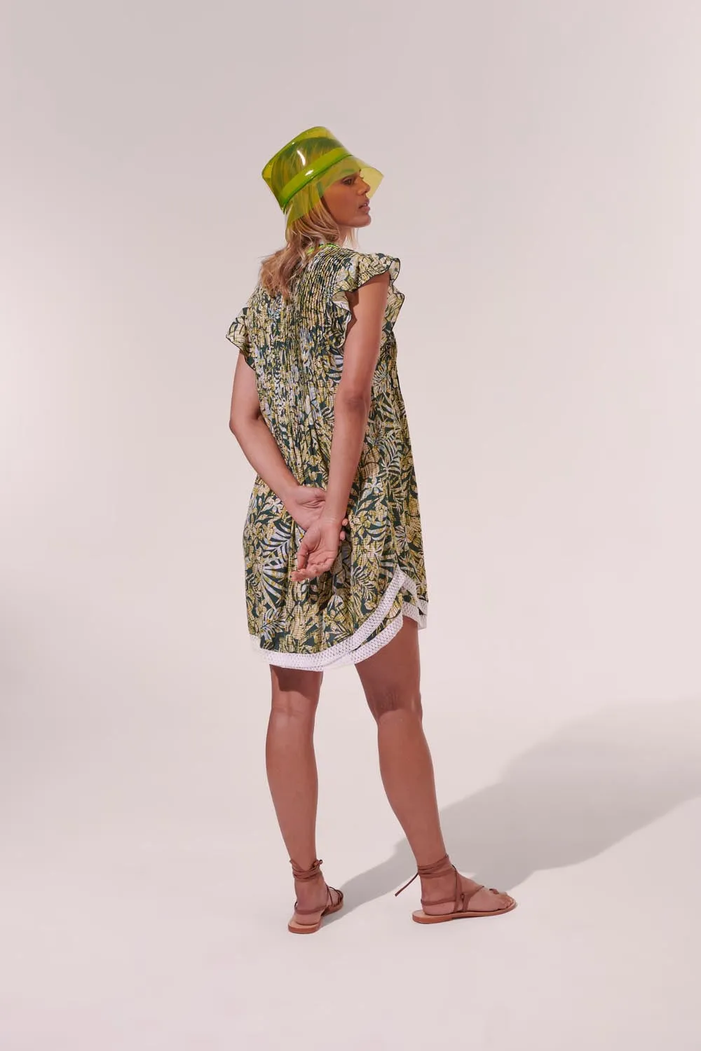Mini Dress Sasha - Green Tropical sold by Poupette St Barth product image thumbnail 3