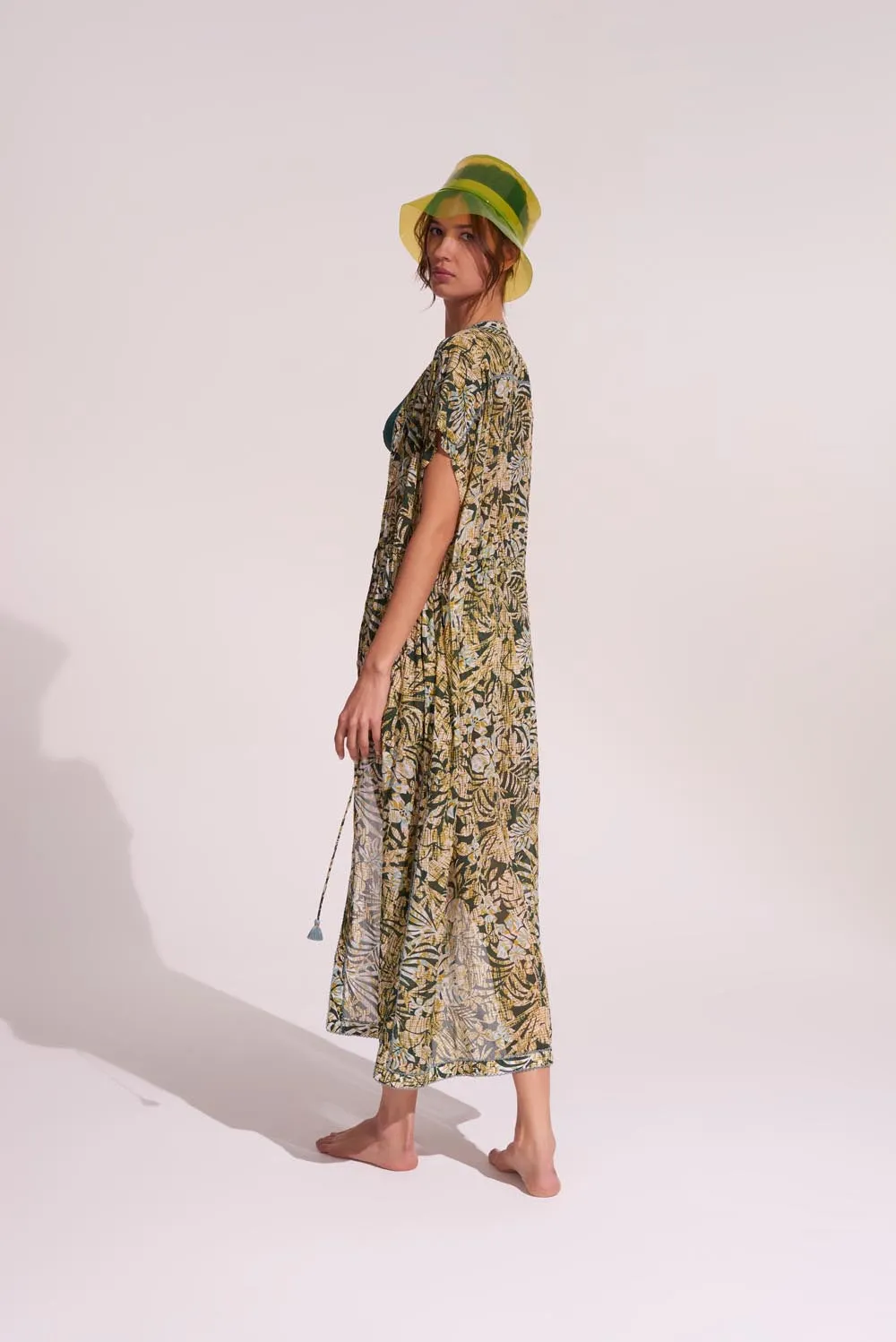 Long Tunic Mya - Green Tropical sold by Poupette St Barth product image thumbnail 3
