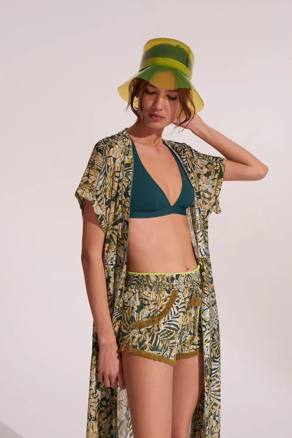 Long Tunic Mya - Green Tropical sold by Poupette St Barth product image thumbnail 2