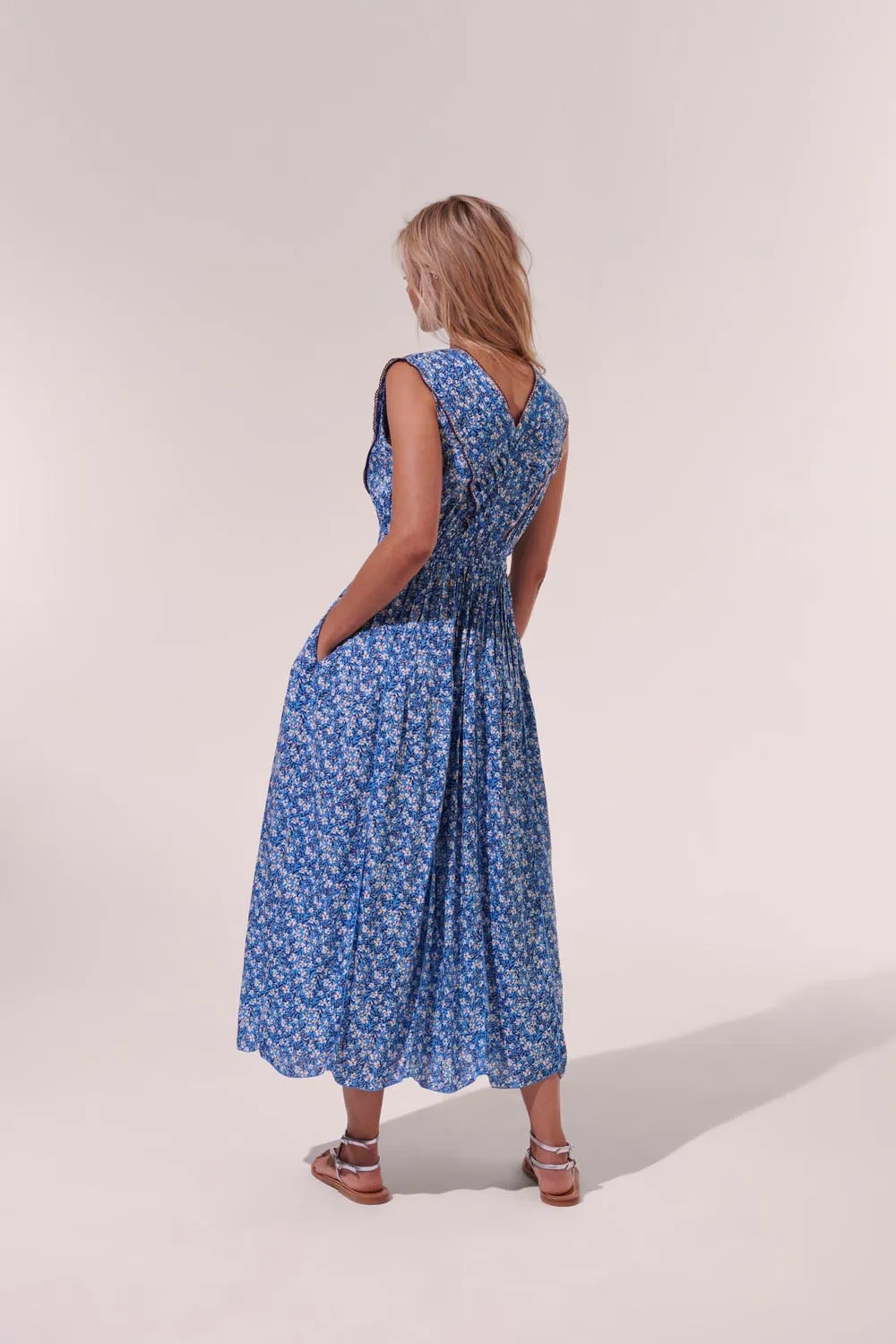 Long Dress Agnes - Blue Paquerette sold by Poupette St Barth product image thumbnail 3