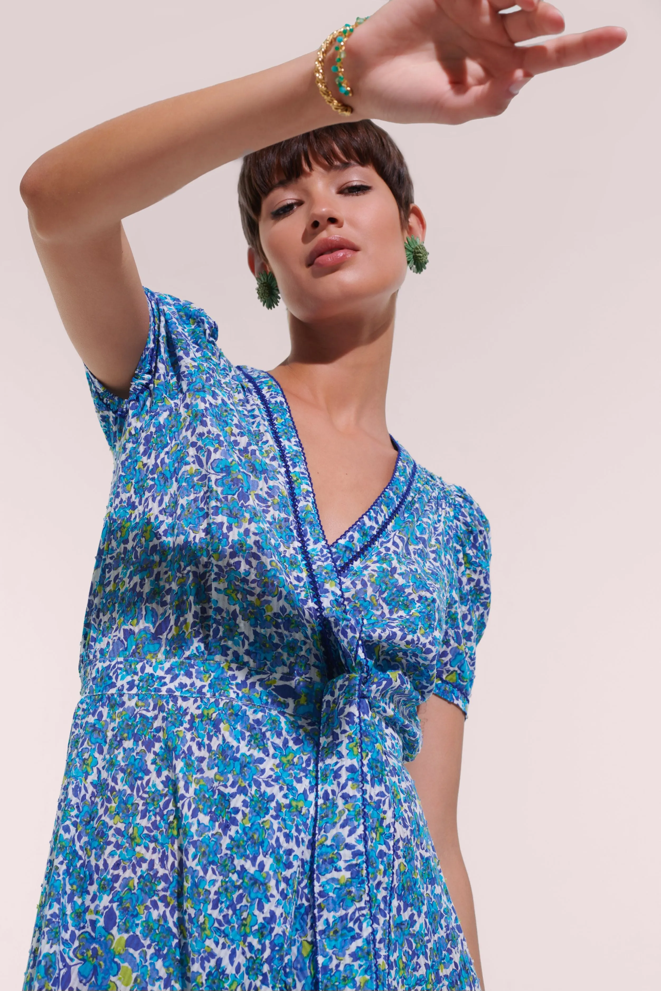 Long Dress Baba - Blue Net sold by Poupette St Barth product image thumbnail 3