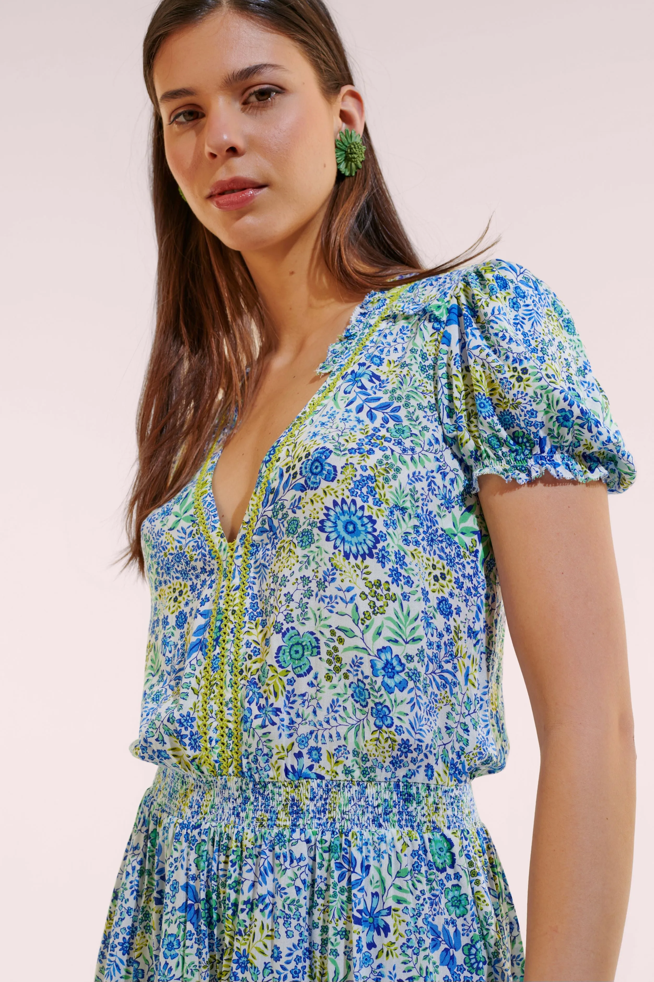 Mini Dress Bibi - White Blue Nature sold by Poupette St Barth product image thumbnail 2