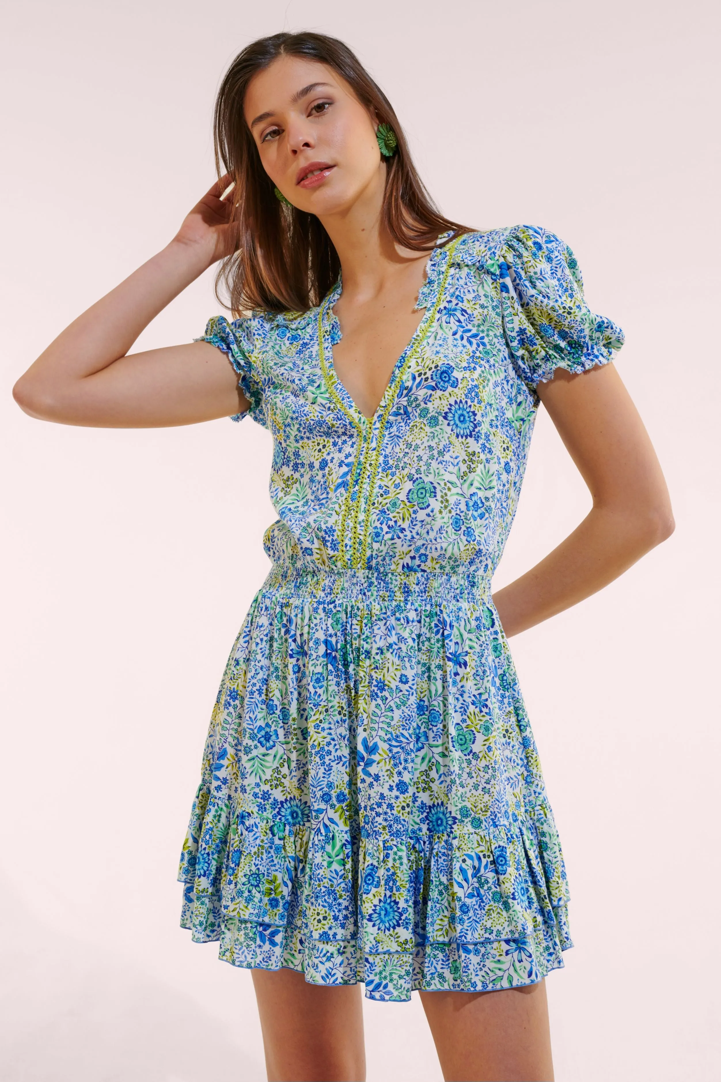 Mini Dress Bibi - White Blue Nature sold by Poupette St Barth