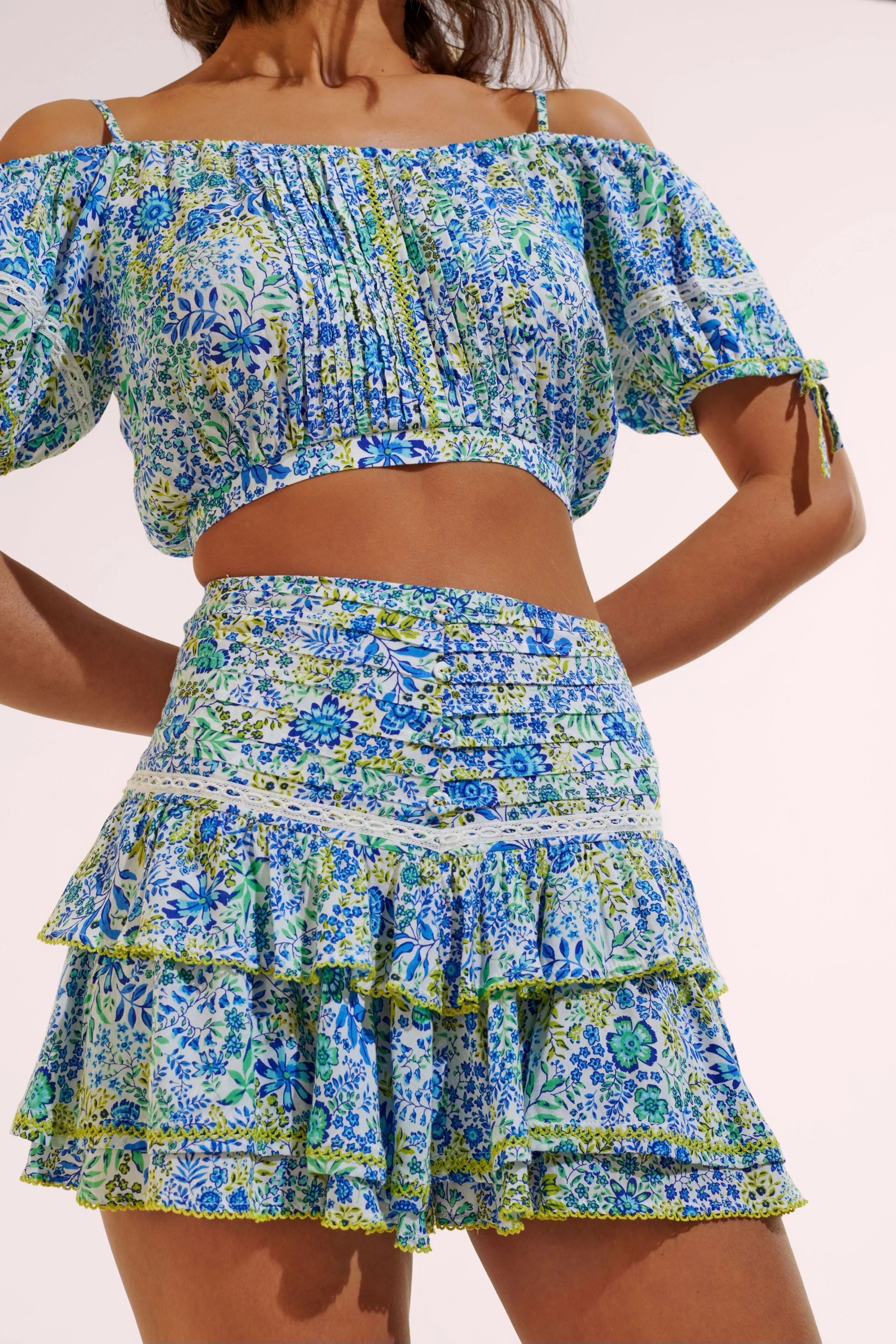 Mini Skirt Alizee - White Blue Nature sold by Poupette St Barth product image thumbnail 3