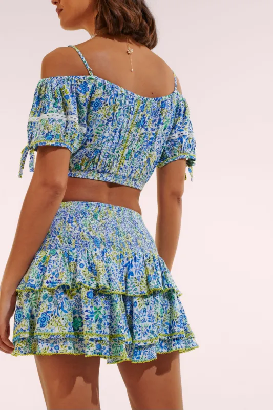 Mini Skirt Alizee - White Blue Nature sold by Poupette St Barth